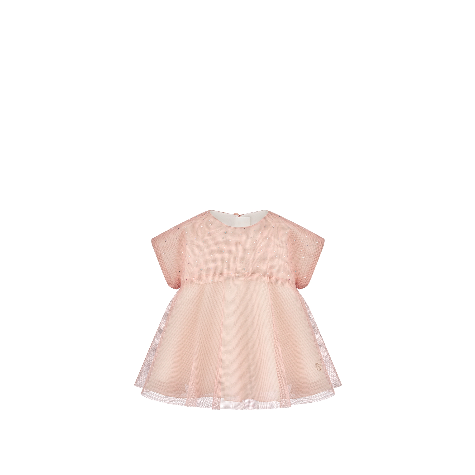 Baby Flared Dress Metallic Pale Pink Tulle | DIOR