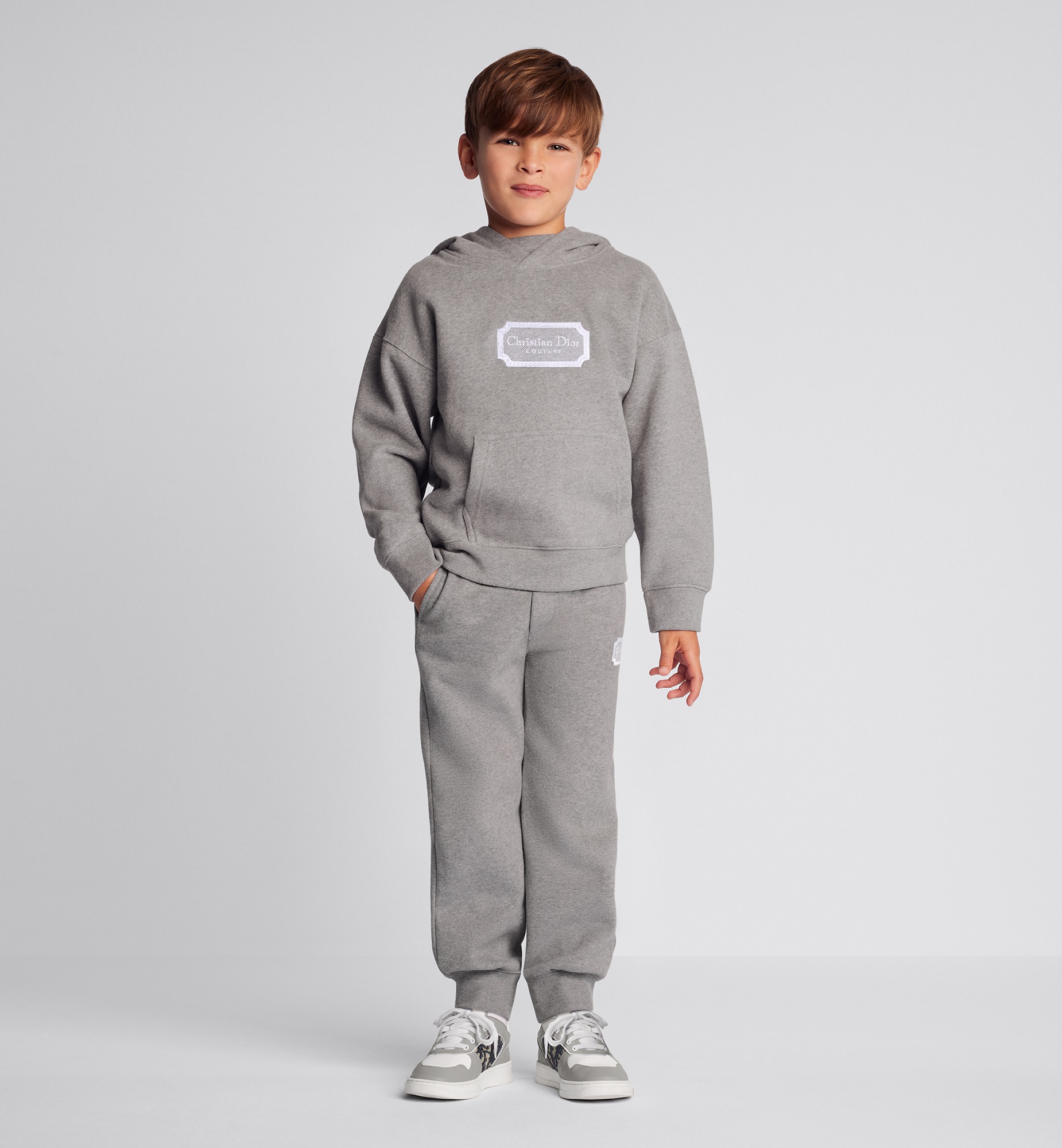 Christian Dior Couture Trainingshose für Kinder Baumwollfleece in meliertem Grau E11