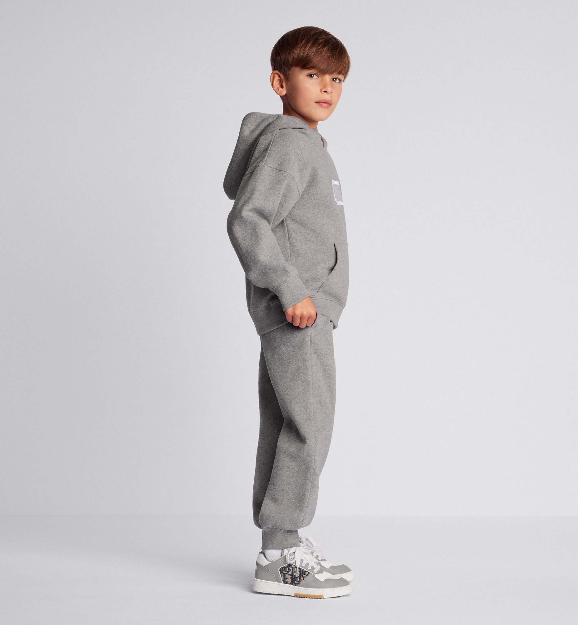 Christian Dior Couture Trainingshose für Kinder Baumwollfleece in meliertem Grau E12