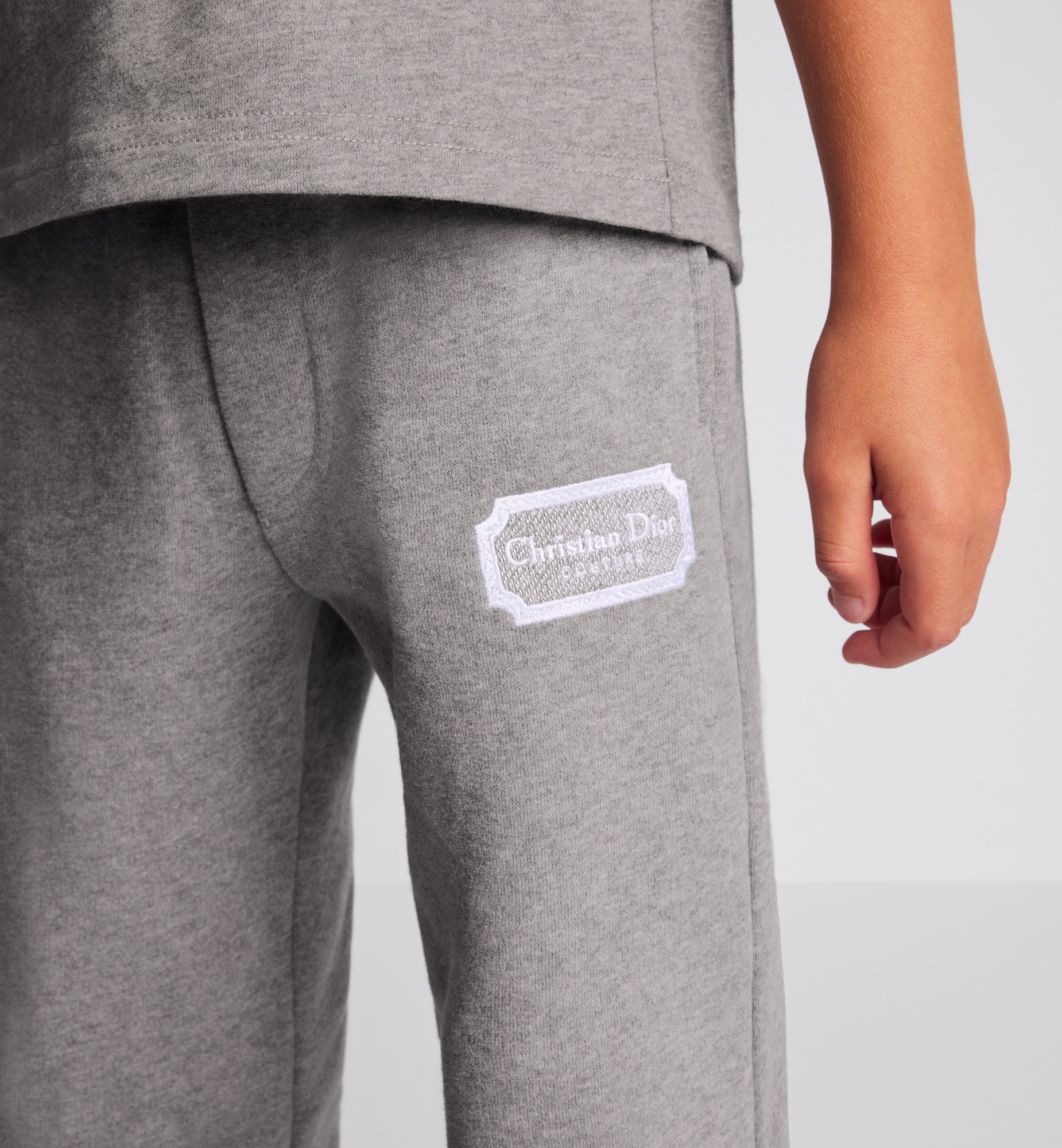 Christian Dior Couture Trainingshose für Kinder Baumwollfleece in meliertem Grau E14