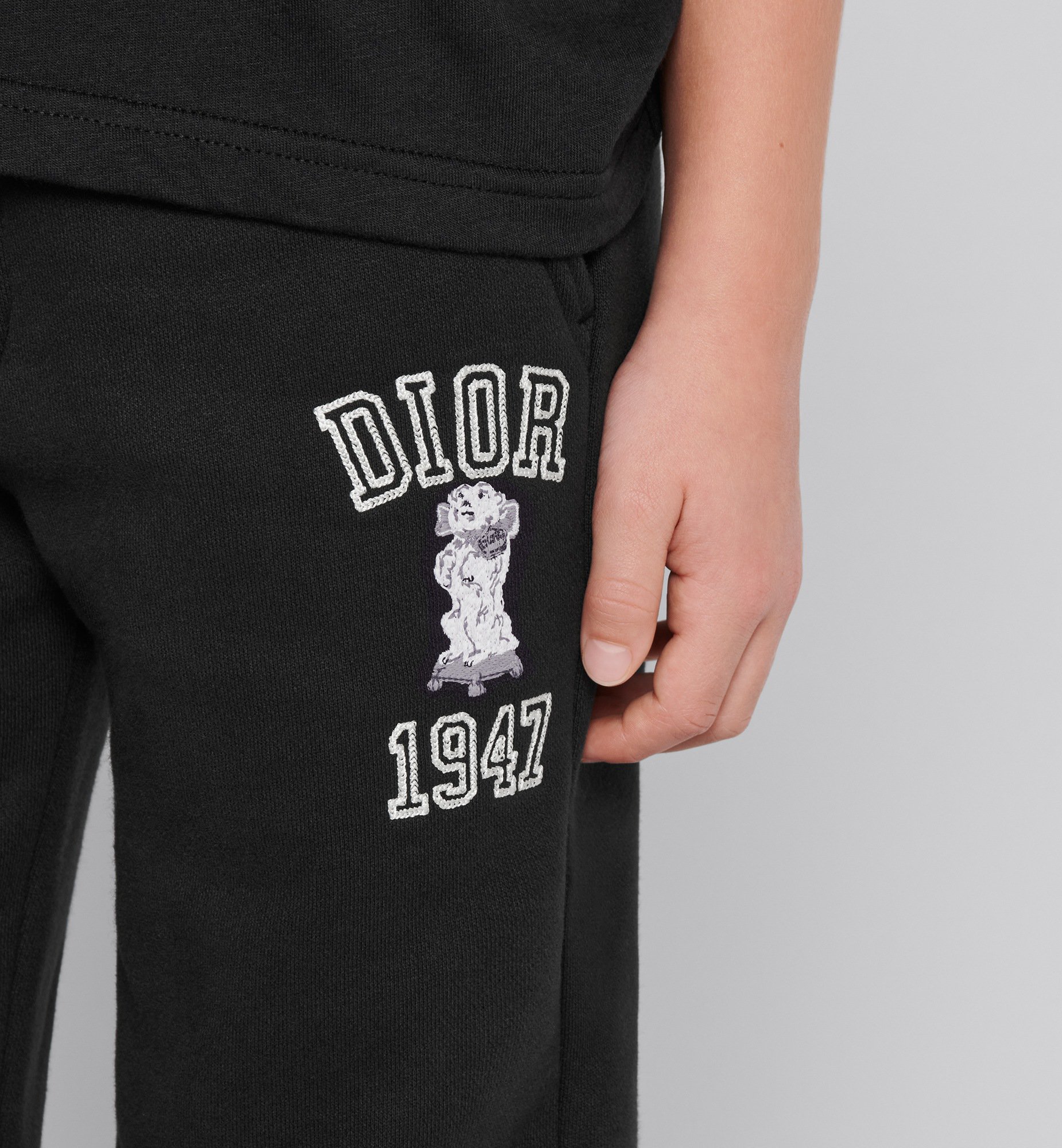 Kids Bobby Track Pants Black Cotton Fleece DIOR