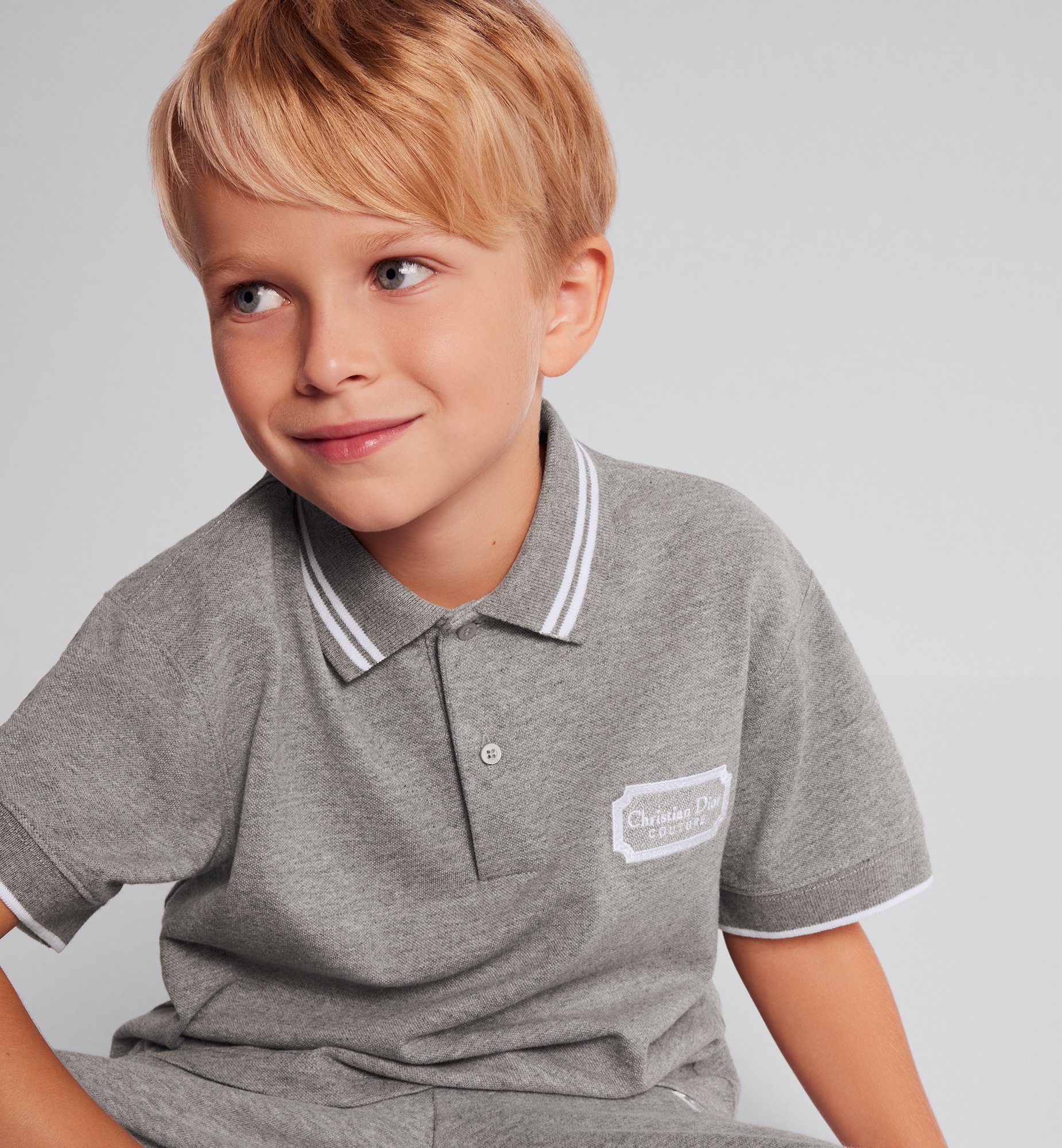 Christian Dior Couture Poloshirt für Kinder Baumwollpikee in meliertem ...
