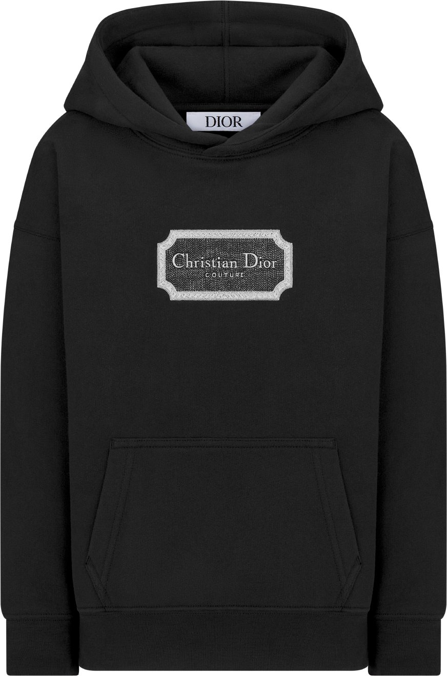 Kids Christian Dior Couture Hooded Sweatshirt Black Cotton Fleece DIOR