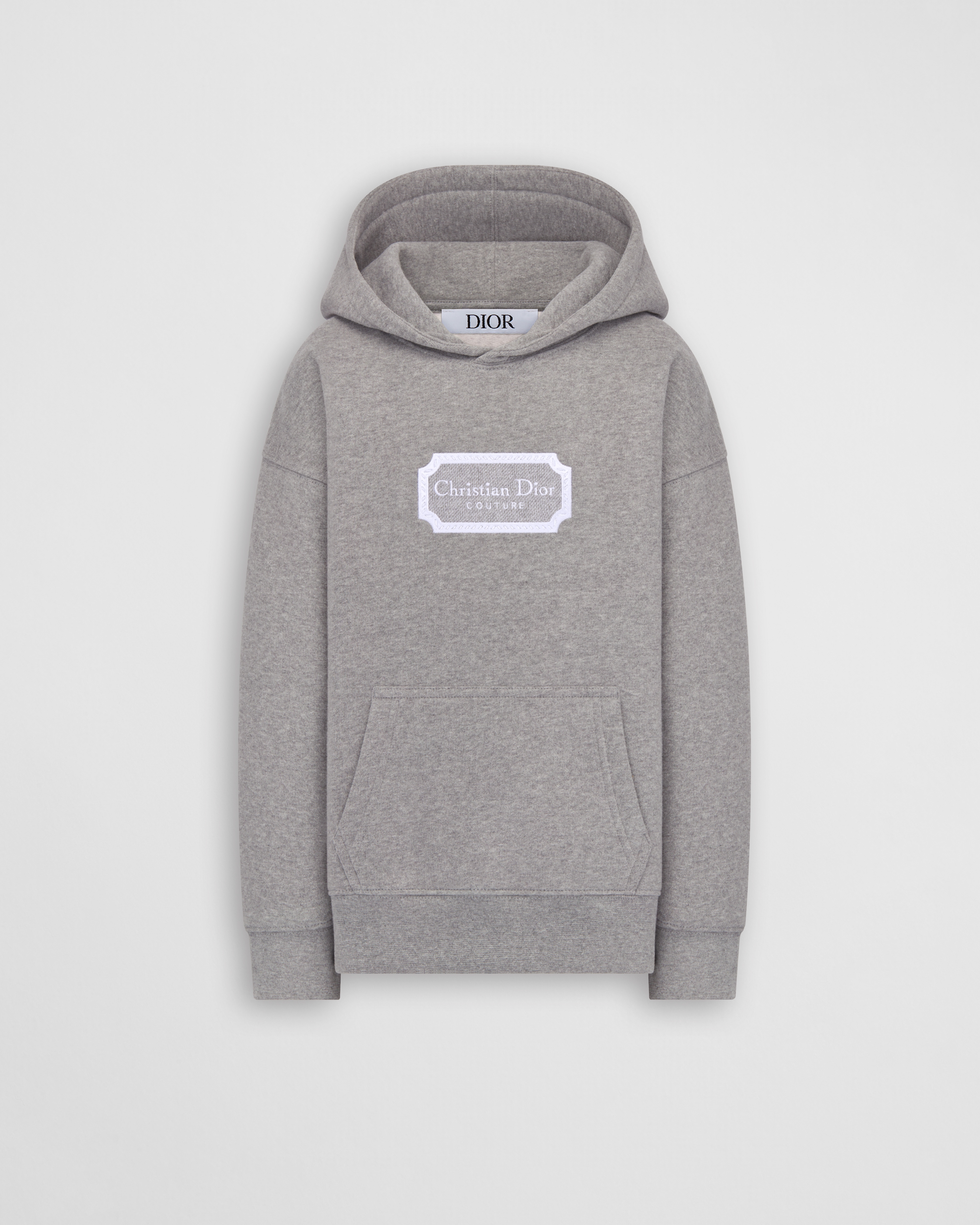 Christian Dior Couture Kapuzenpullover für Kinder Baumwollfleece in meliertem Grau E01