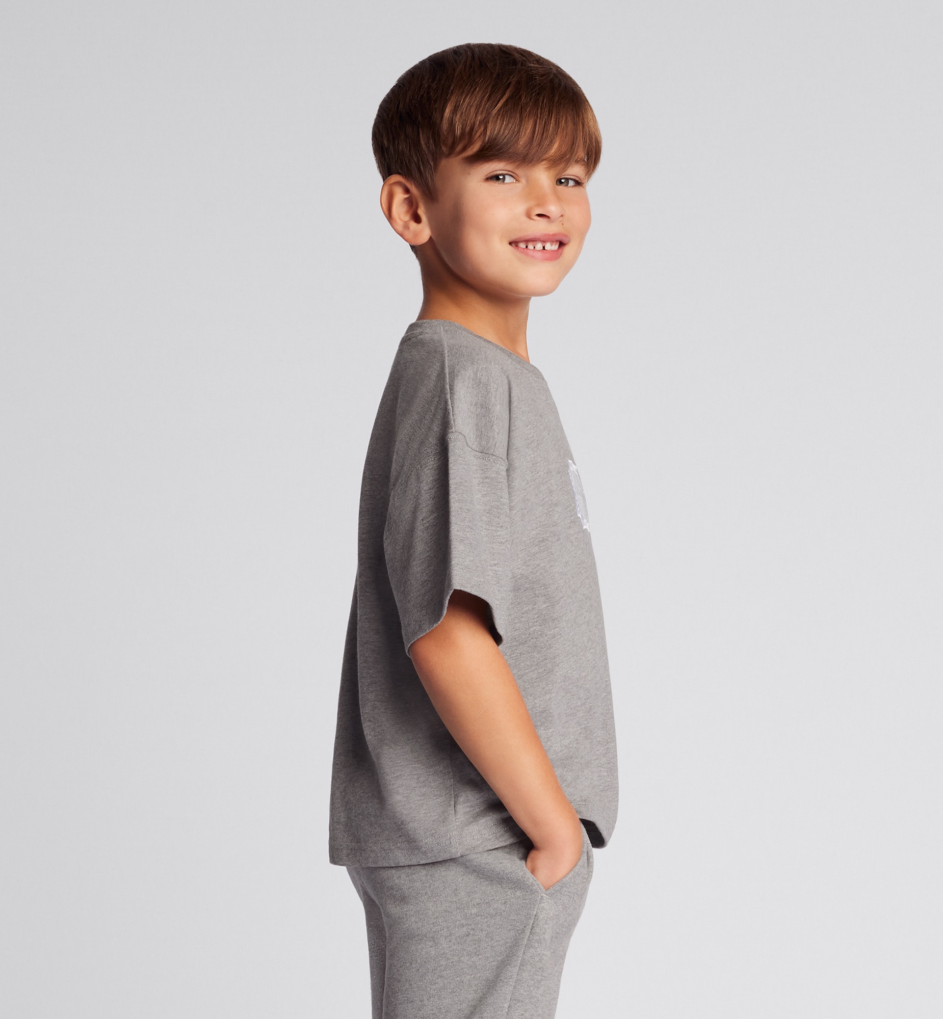 Christian Dior Couture T-Shirt für Kinder Baumwolljersey in meliertem Grau E12