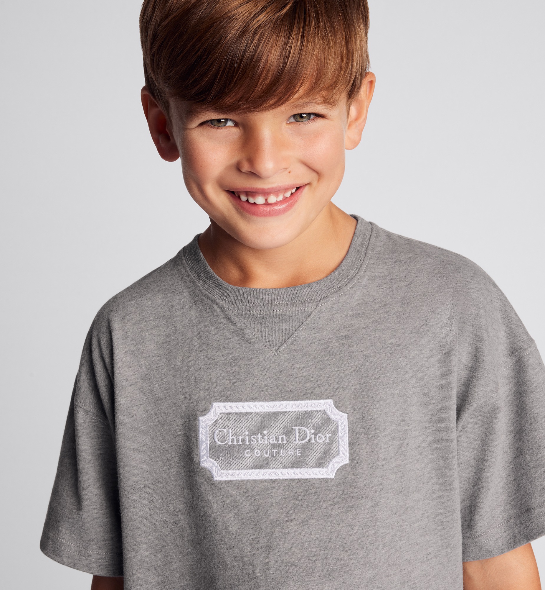 Christian Dior Couture T-Shirt für Kinder Baumwolljersey in meliertem Grau E14