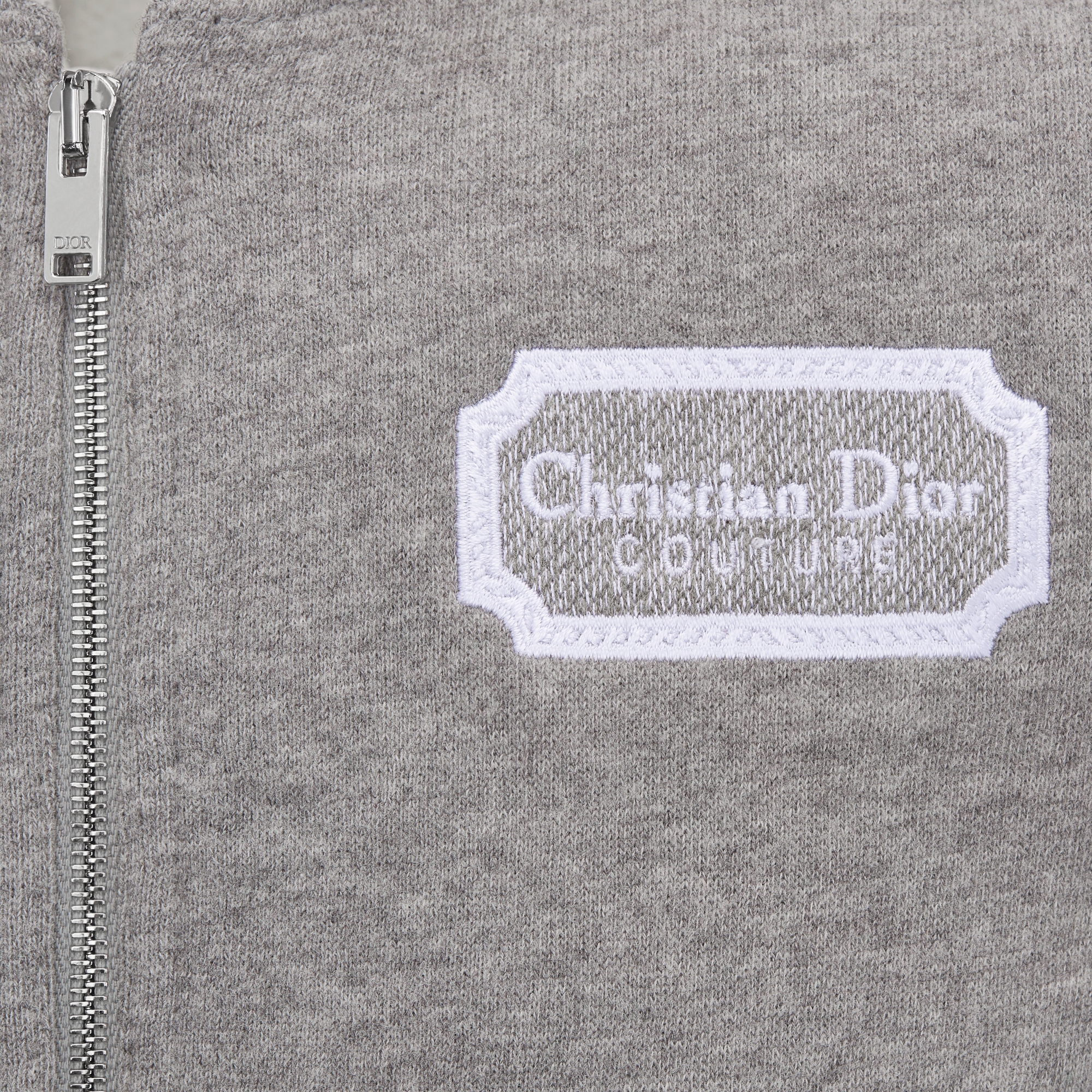 Christian Dior Couture Kapuzenpullover mit Reißverschluss für Babys Baumwollfleece in meliertem Grau E09