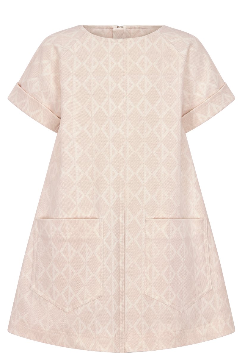 Kids A Line Dress CD Diamond Pale Pink Cotton Gabardine DIOR