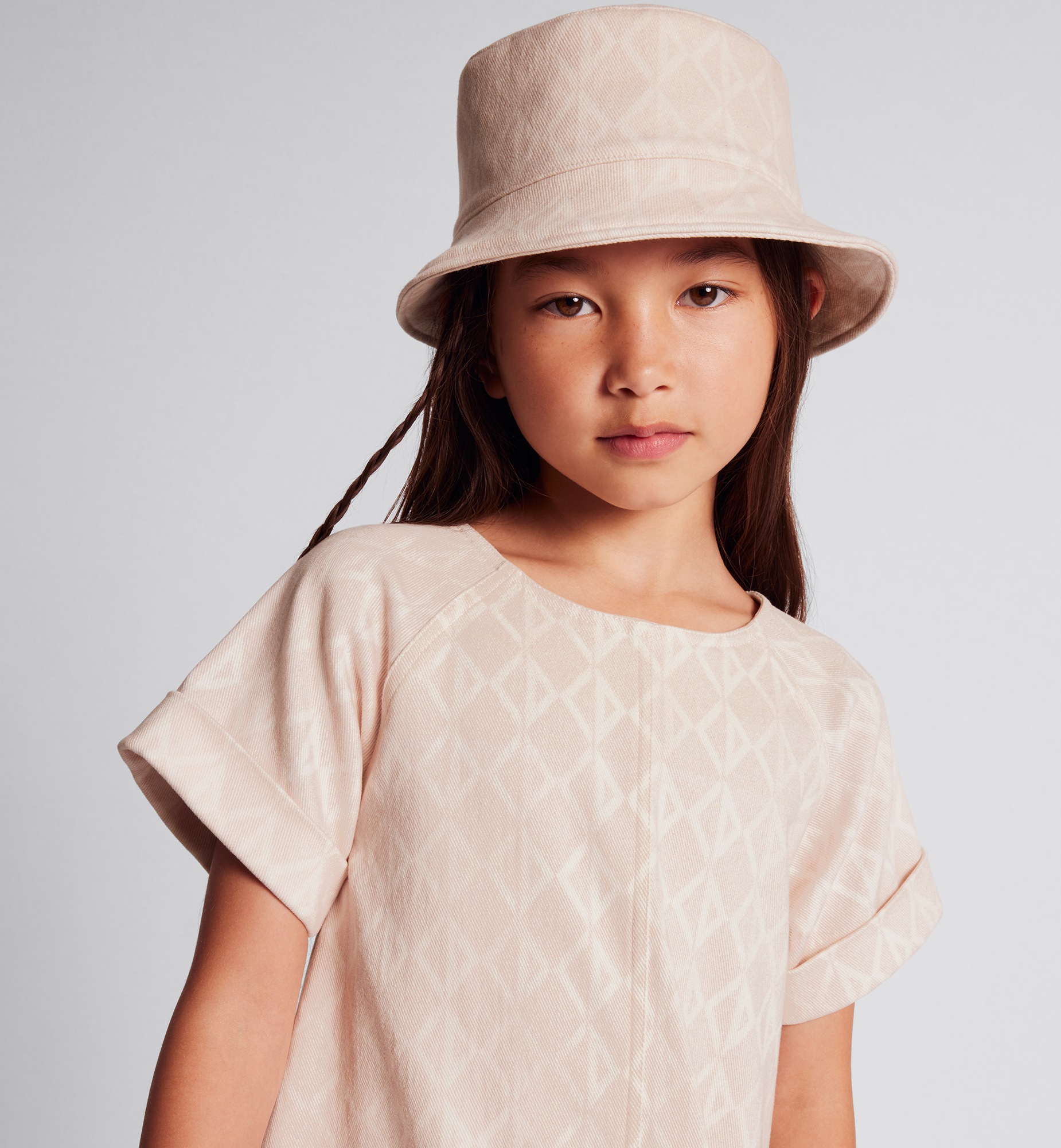 Bucket Hat für Kinder CD Diamond Baumwollgabardine in Zartrosa | DIOR