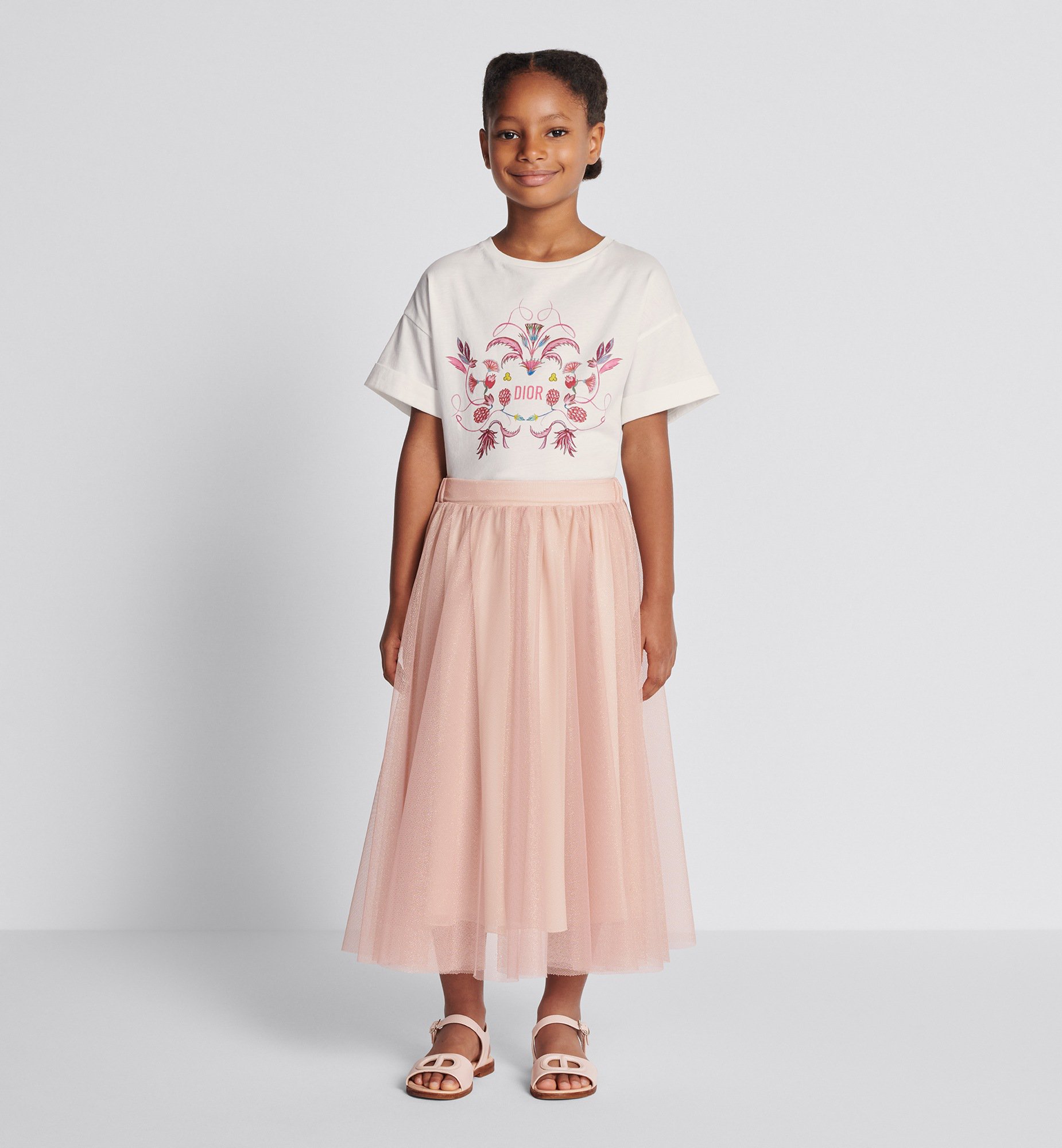 Gonna lunga per bambini Tulle rosa pallido metallizzato DIOR