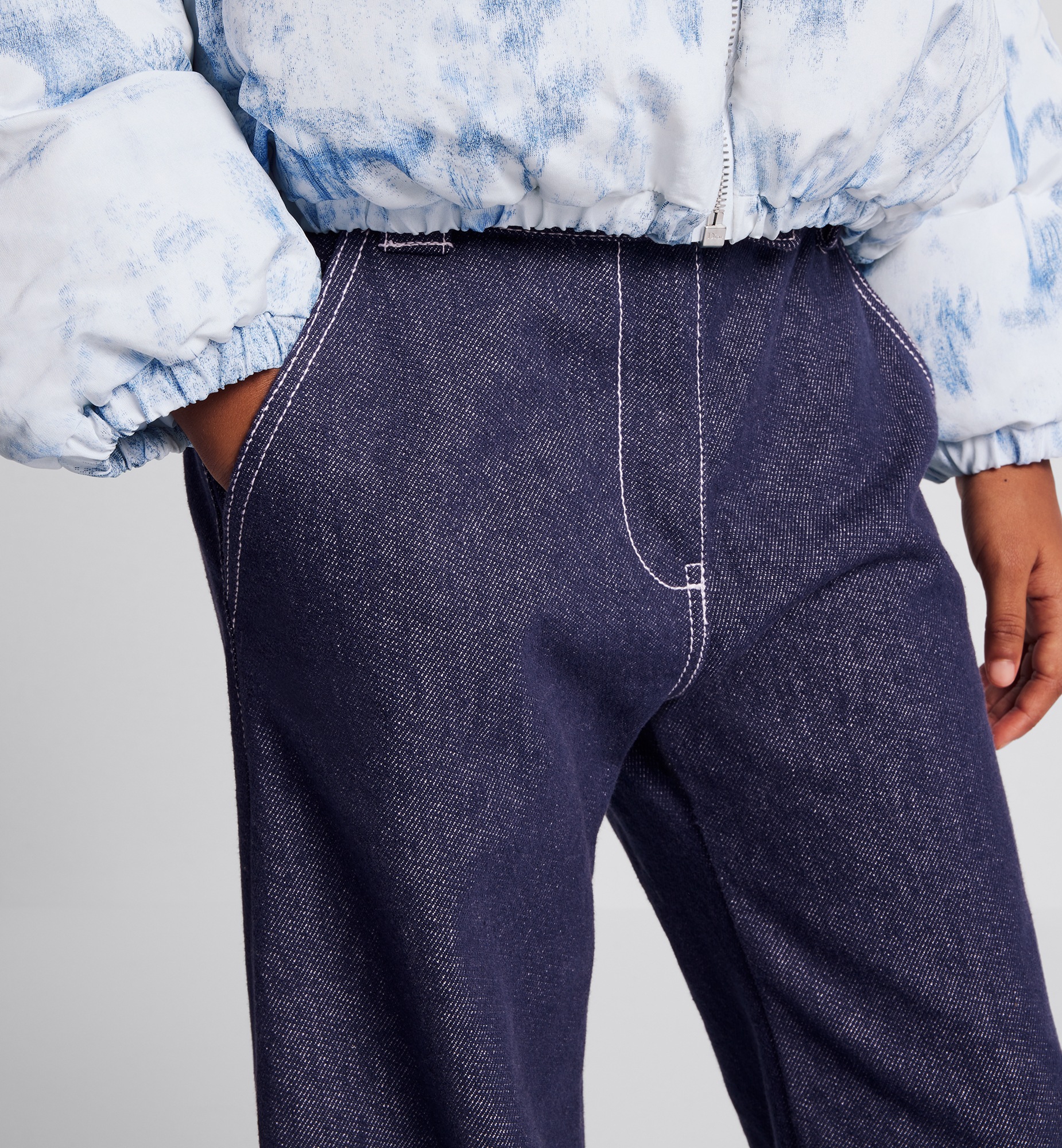 Kids' Loose-Fitting Jeans Navy Blue Cotton Denim E14