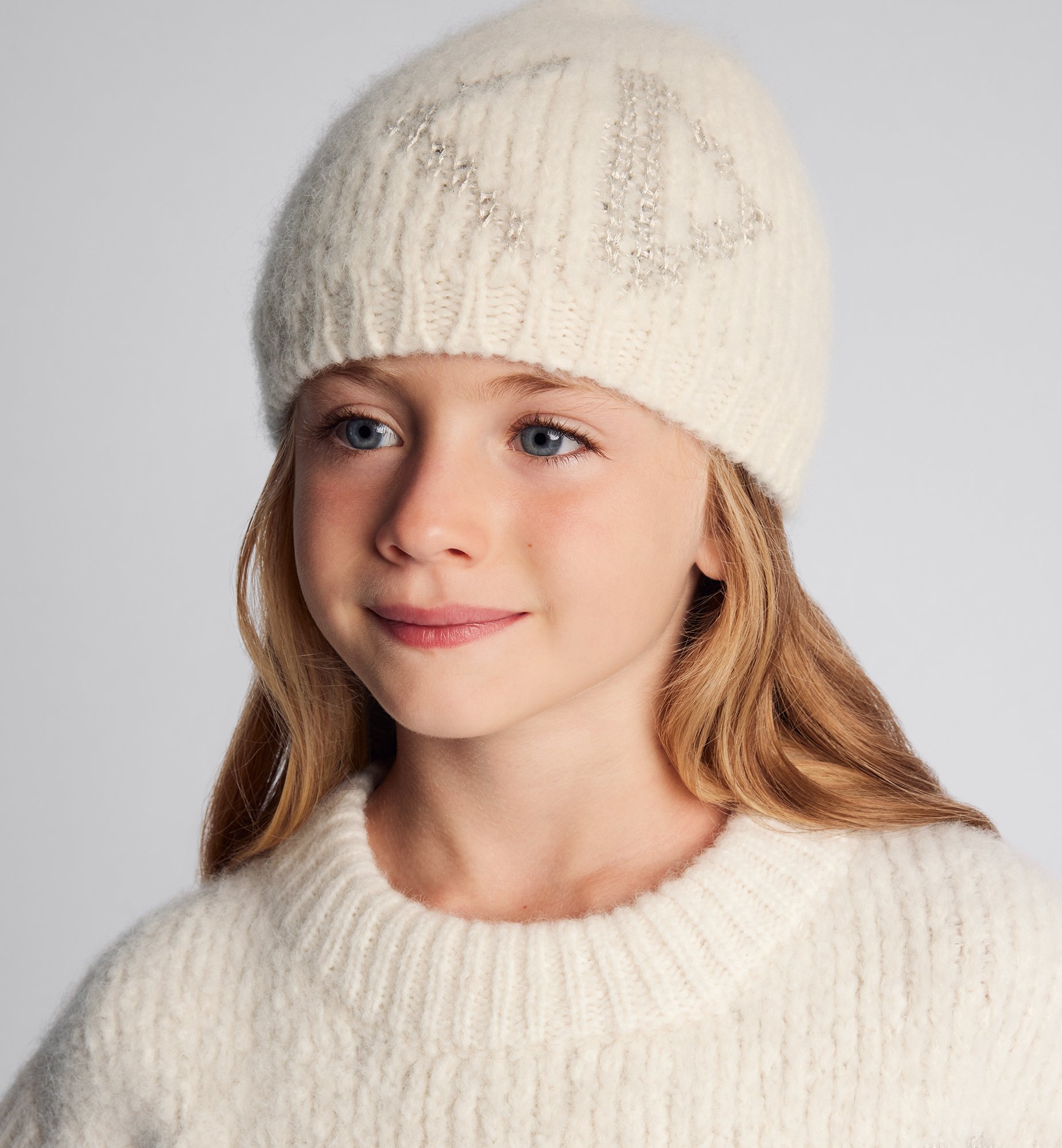 Kids' Beanie Ivory Alpaca and Wool Blend Knit | DIOR Kids' Beanie Ivory Alpaca and Wool Blend Knit | DIOR