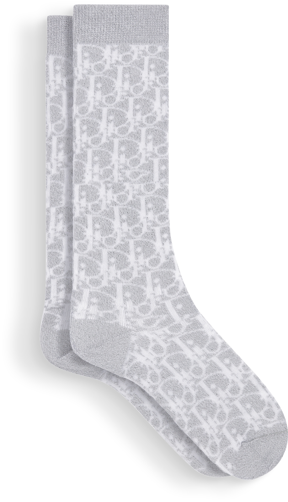 Kids Socks Silver Dior Oblique Jacquard Cotton Knit Blend with Metallic Thread DIOR