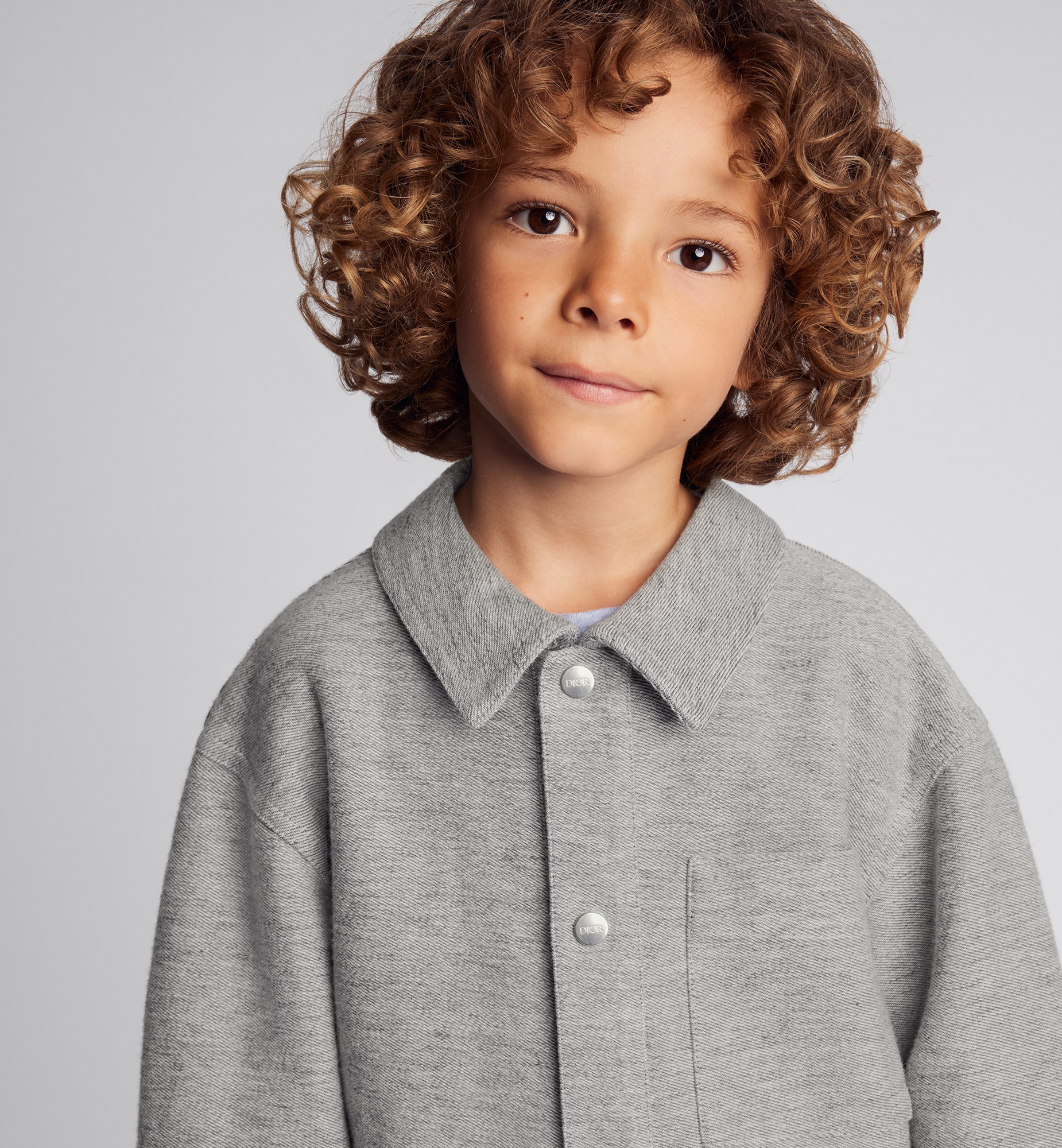 Jacke für Kinder Baumwollgabardine in meliertem Grau | DIOR