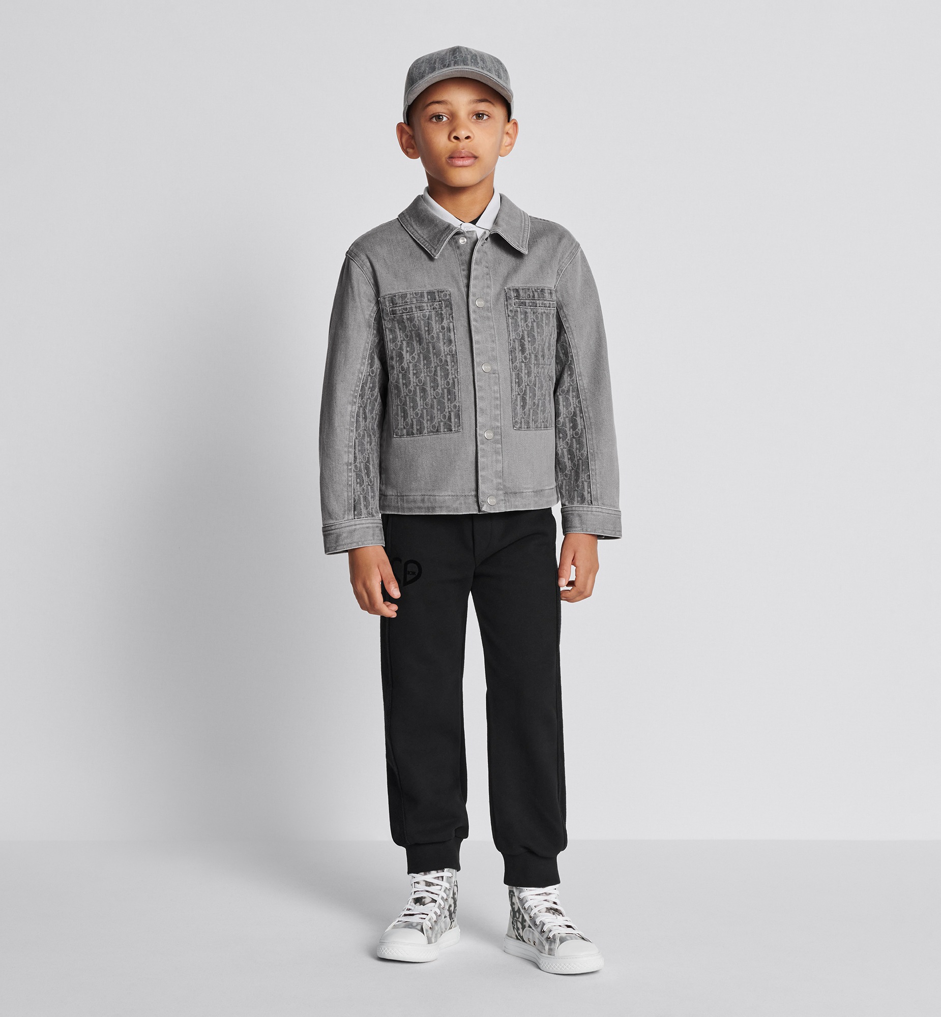 Jasje voor kinderen Grijs stonewashed katoendenim met Dior Oblique-motief E11