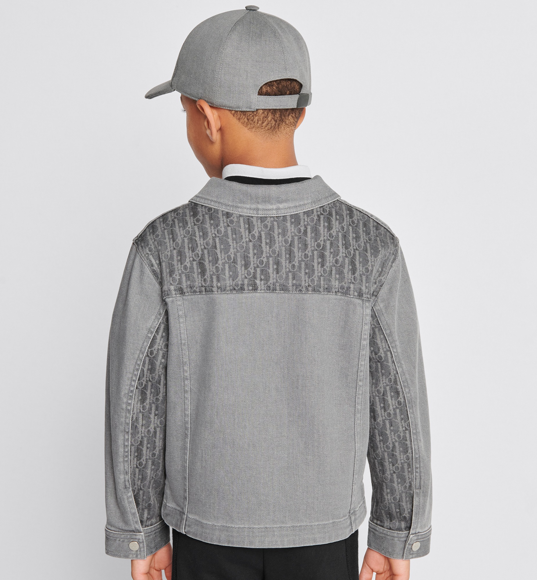 Jasje voor kinderen Grijs stonewashed katoendenim met Dior Oblique-motief E12