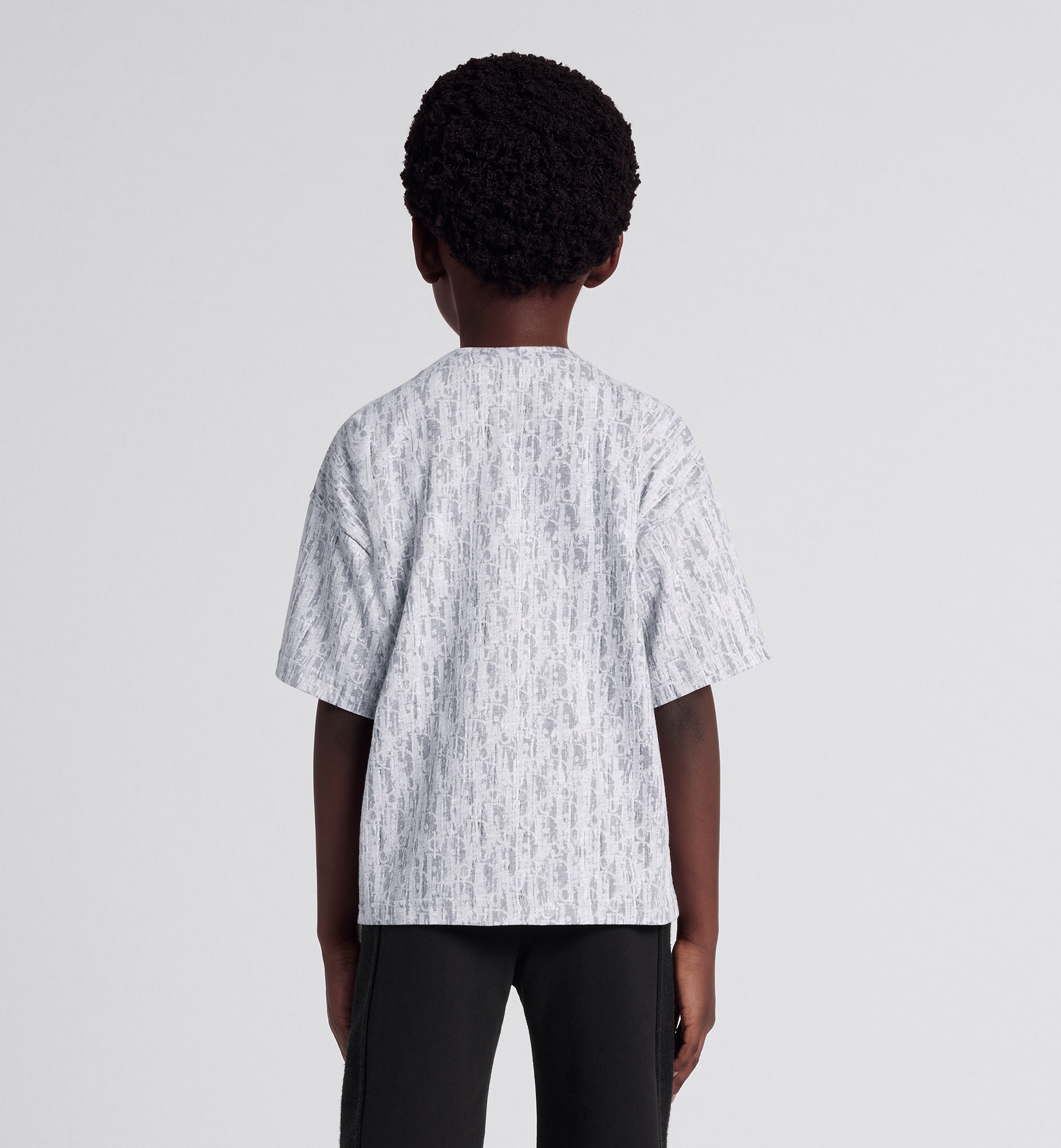 Kids' T-Shirt Gray Dior Oblique Cotton Jersey with Camouflage Effect E12