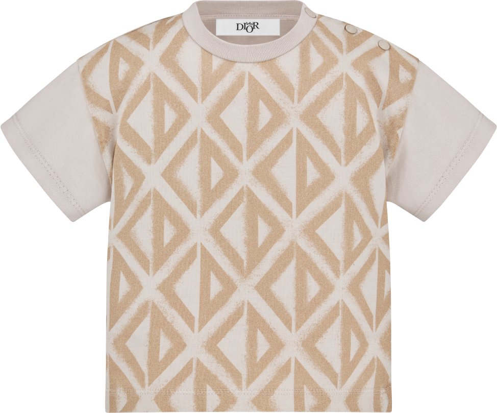 Baby T-Shirt Ecru Cotton Jersey with Golden Beige Spray