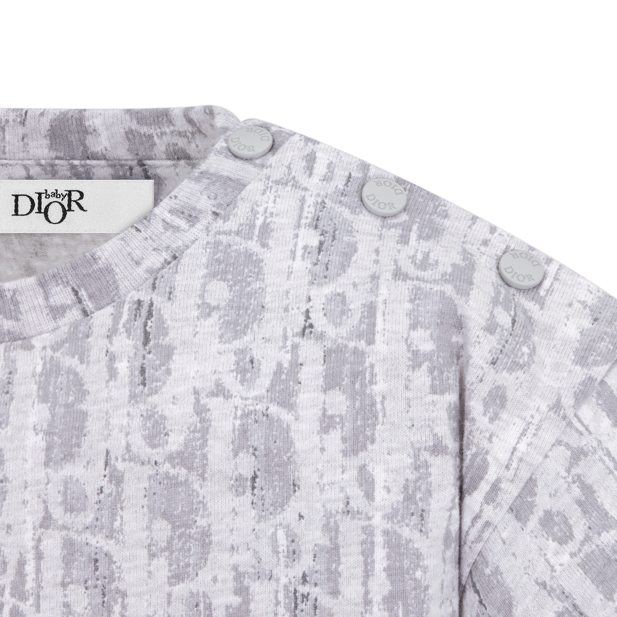 Baby T-Shirt Gray Dior Oblique Cotton Jersey with Camouflage Effect E09