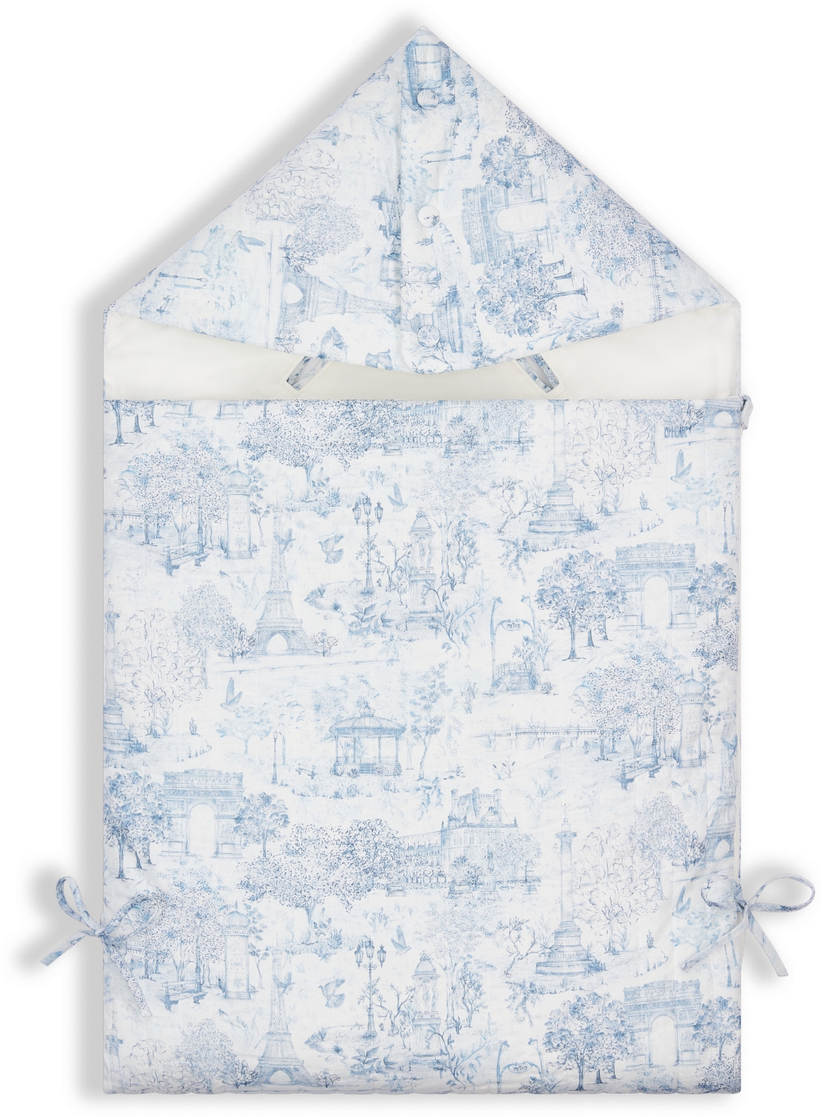 Sleeping Bag Ivory Quilted Cotton Poplin with Blue Toile de Jouy Paris Print DIOR