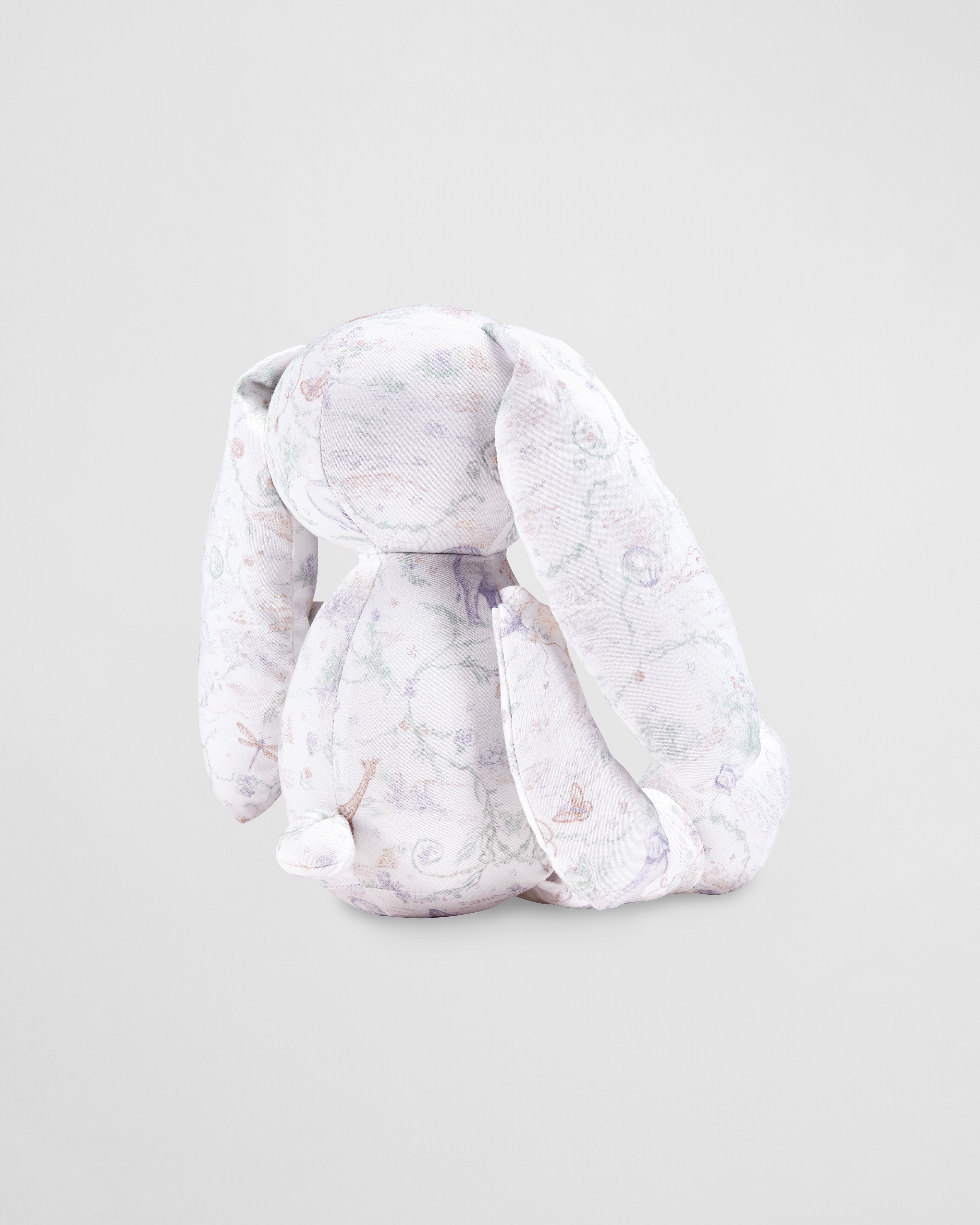 Rabbit Soft Toy Ivory Toile de Jouy Pastel Cotton Poplin E03