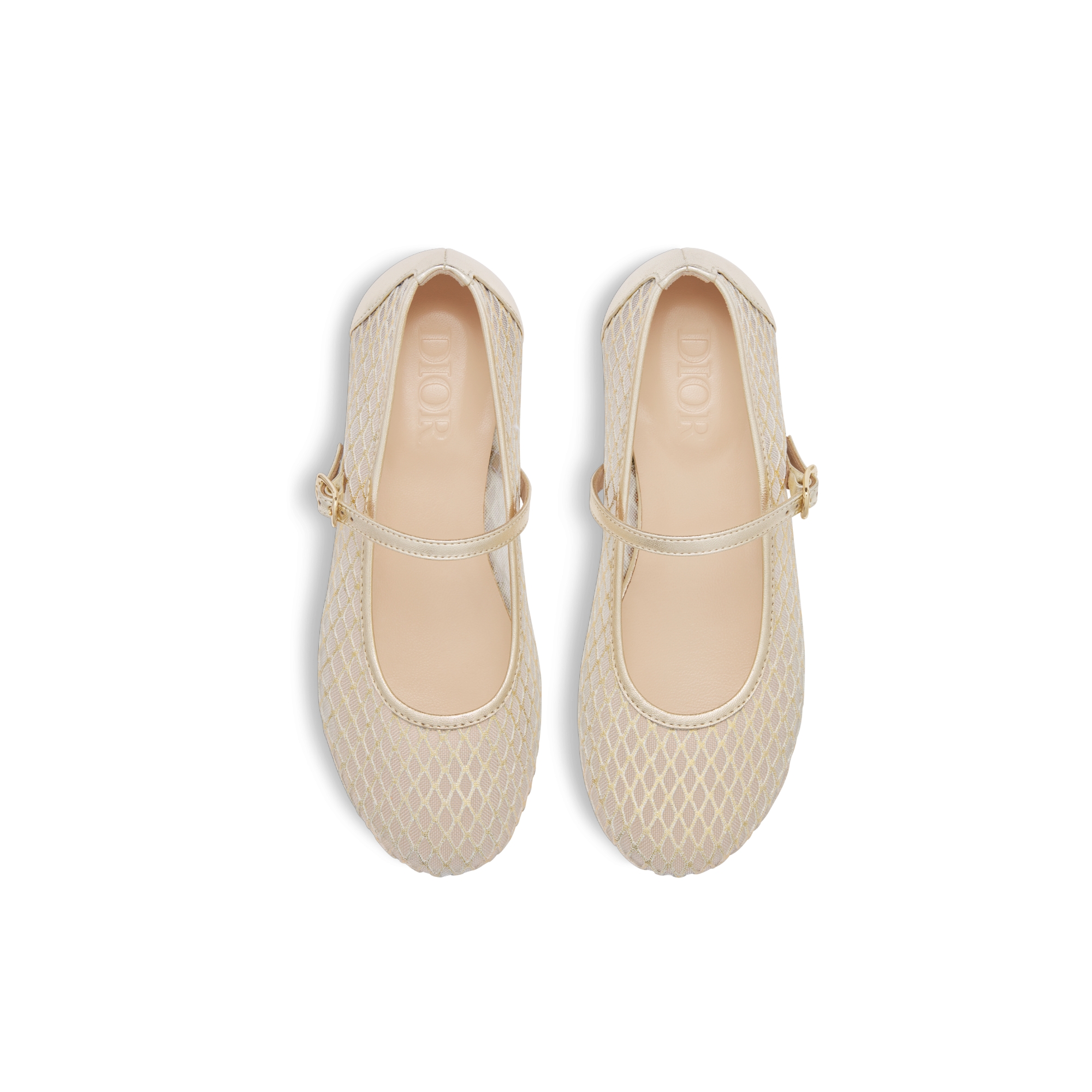 Ballerina für Kinder Glattes Lammleder in Gold und Tüll in Elfenbein E06