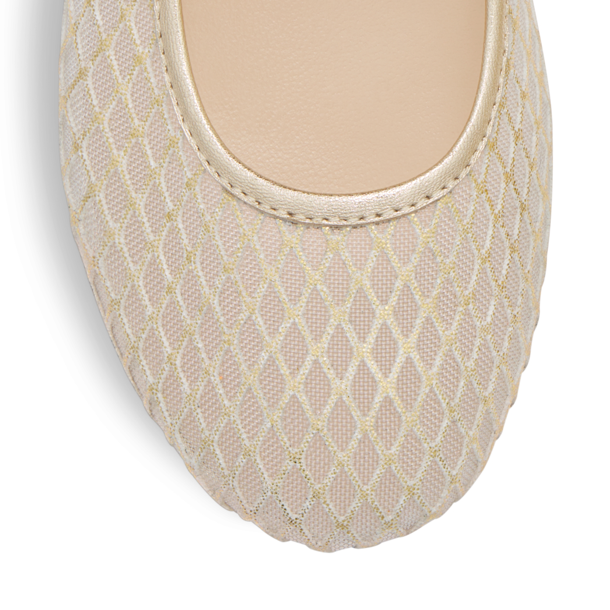 Ballerina für Kinder Glattes Lammleder in Gold und Tüll in Elfenbein E09