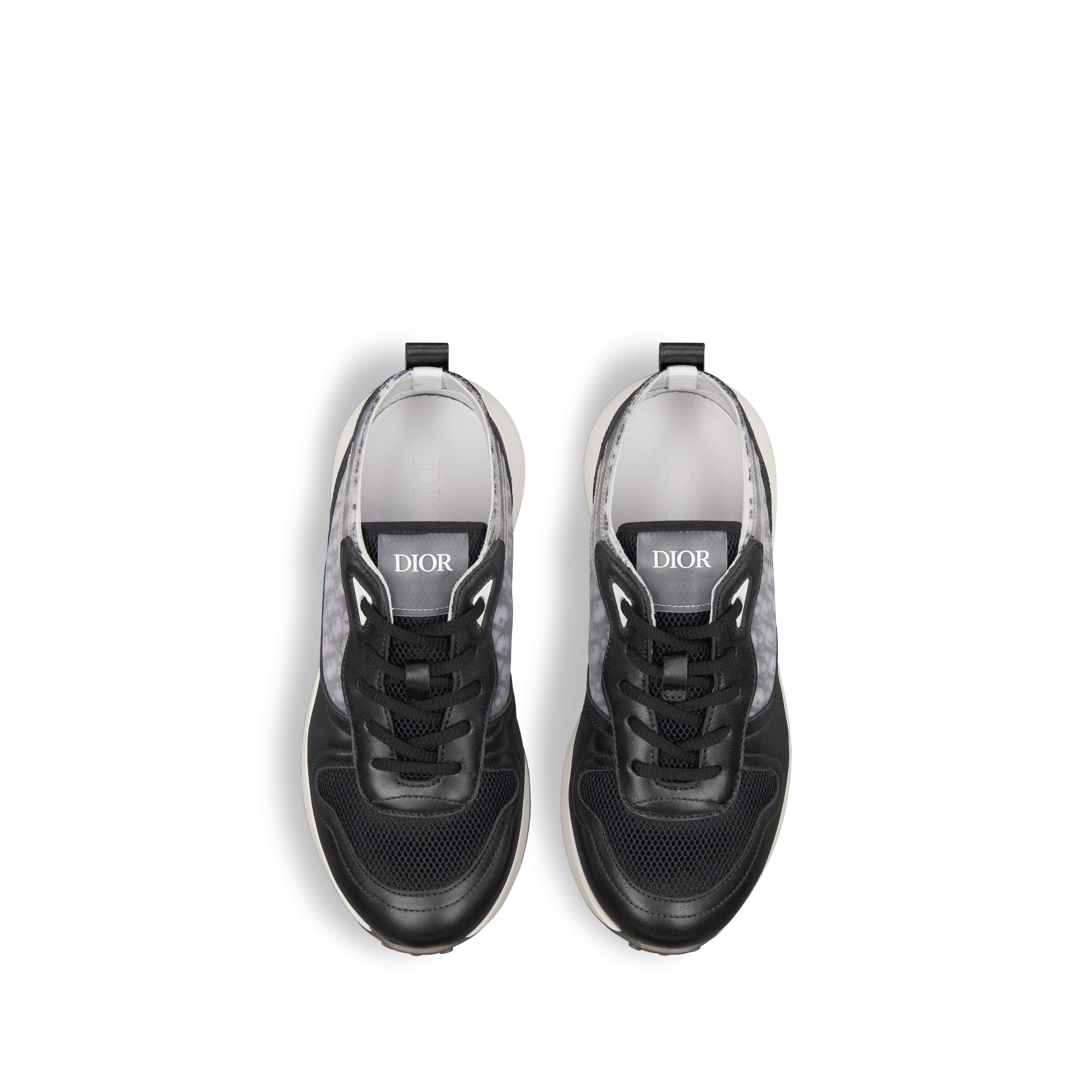 B25 Runner Sneaker für Kinder Glattes Kalbsleder und Dior Oblique Jacquard in Schwarz und Weiß E06