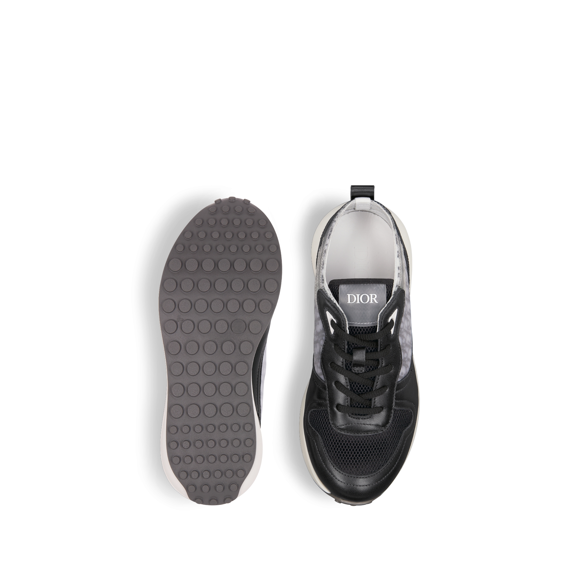 B25 Runner Sneaker für Kinder Glattes Kalbsleder und Dior Oblique Jacquard in Schwarz und Weiß E10