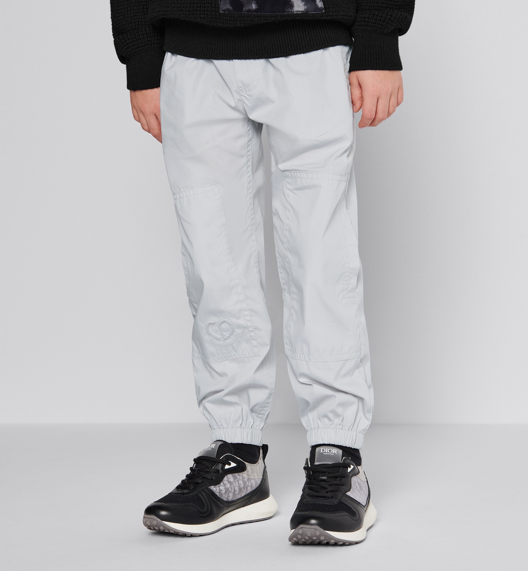 B25 Runner Sneaker für Kinder Glattes Kalbsleder und Dior Oblique Jacquard in Schwarz und Weiß E13