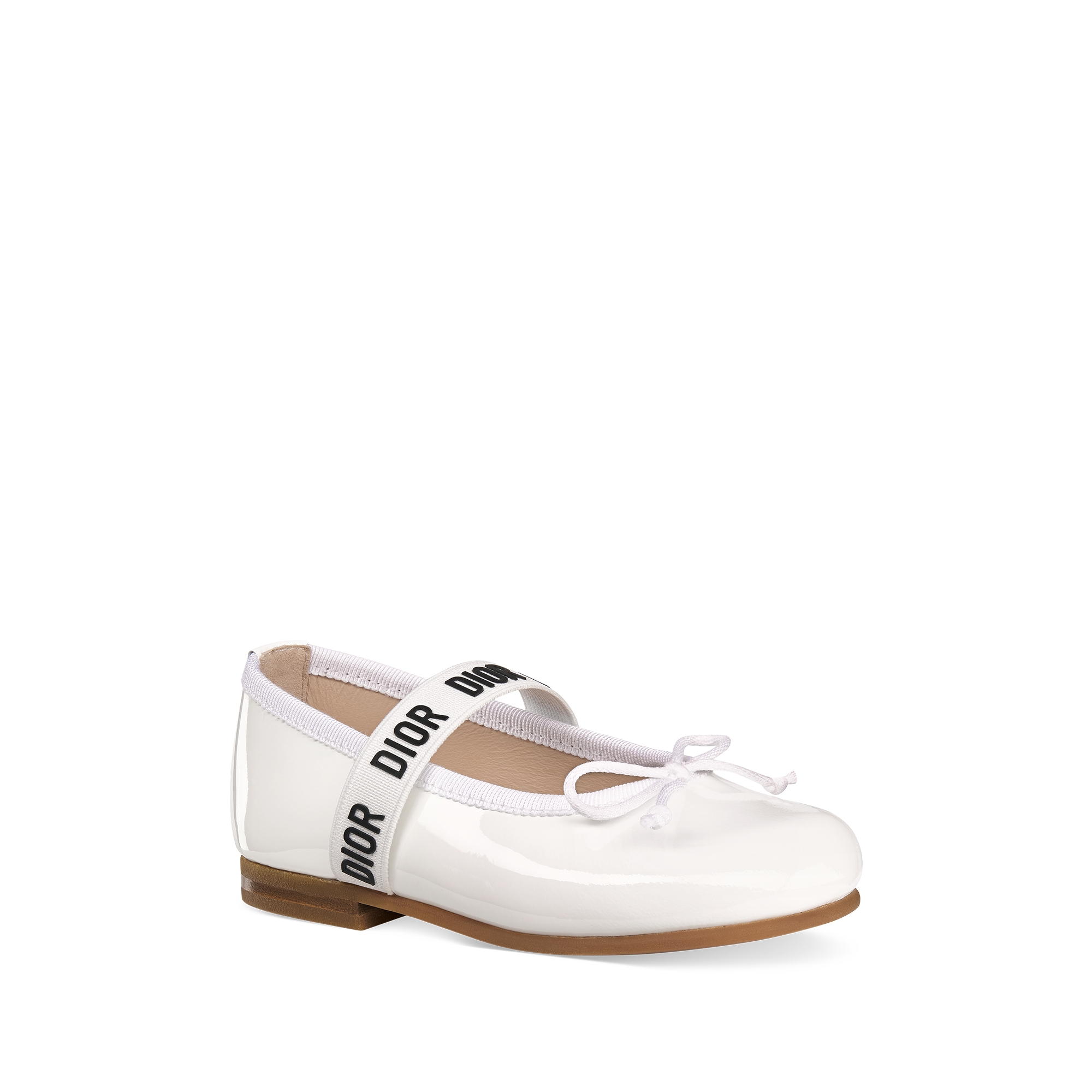 Baby Ballet Flat White Patent Calfskin E03