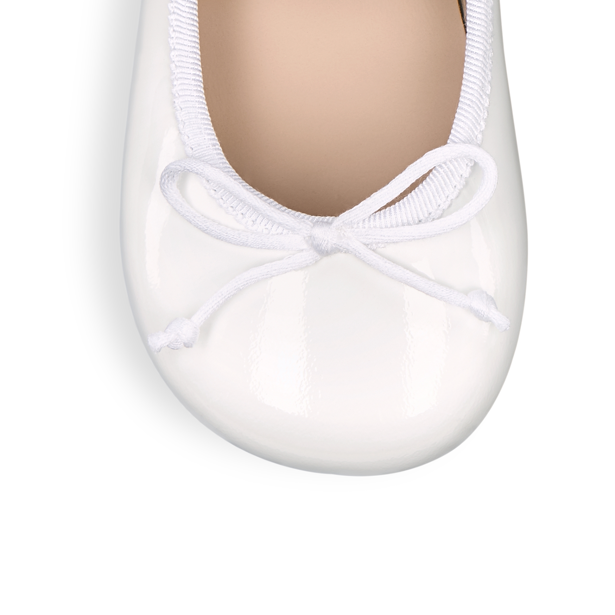 Baby Ballet Flat White Patent Calfskin E09