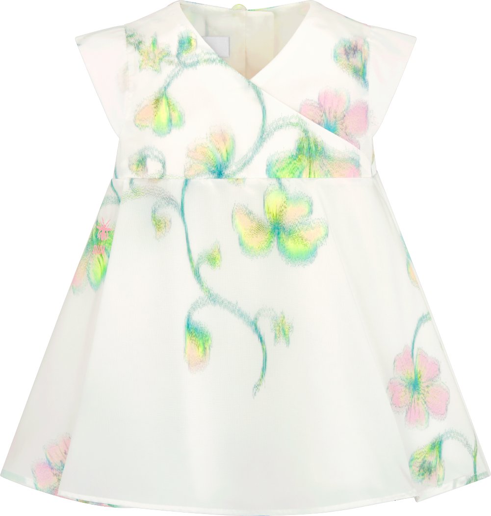 Robe evasee bebe Toile technique deperlante ivoire a motif floral saisonnier multicolore DIOR