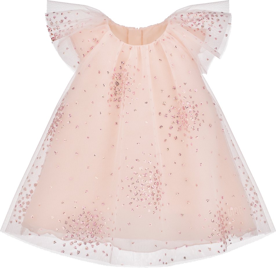 Baby Flared Dress Pale Pink Glitter Tulle DIOR