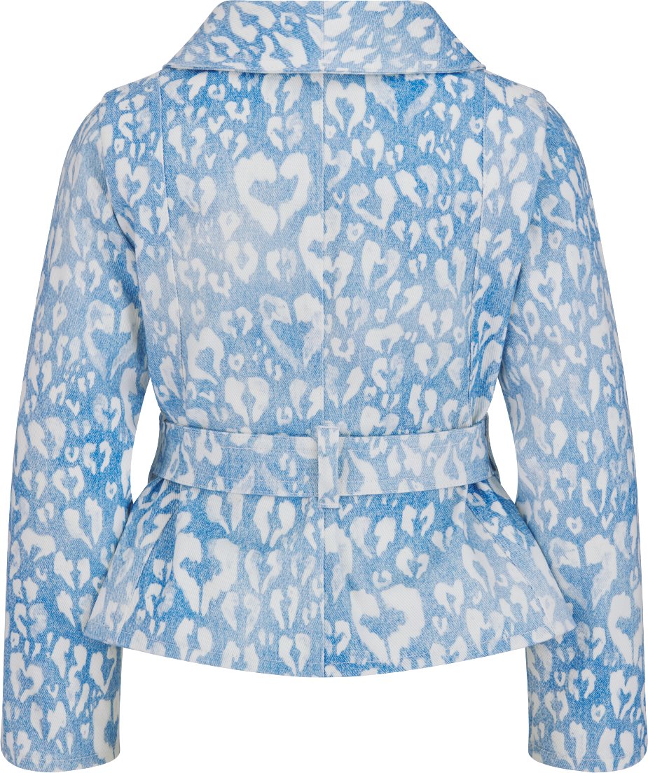Kids' Kimono-Effect Bar Jacket Stonewashed Blue Cotton Gabardine with  Leopard CD Heart Motif | DIOR