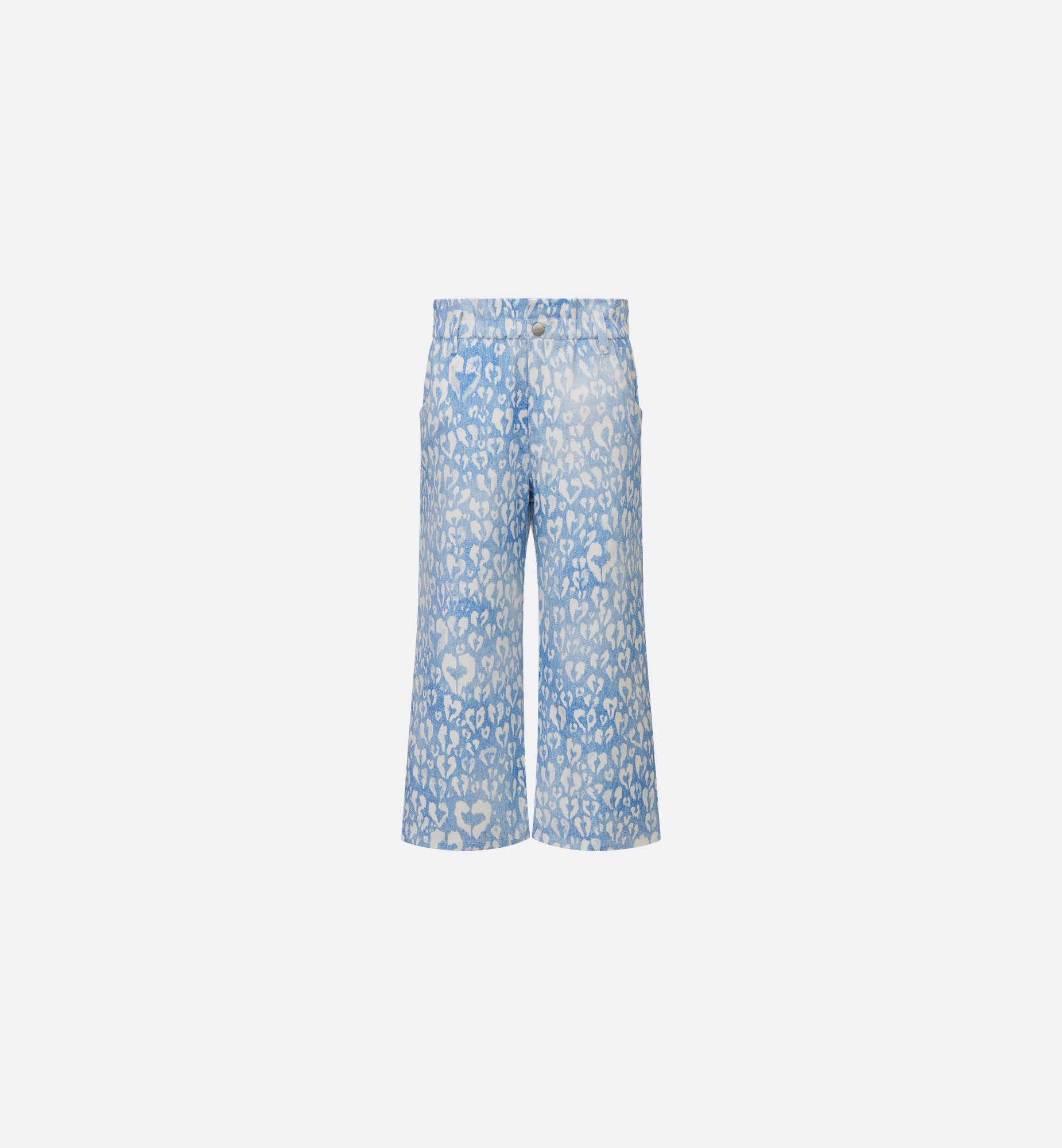 Kids' Wide-Leg Pants Stonewashed Blue Cotton Gabardine with Kids' Wide-Leg Pants Stonewashed Blue Cotton Gabardine with