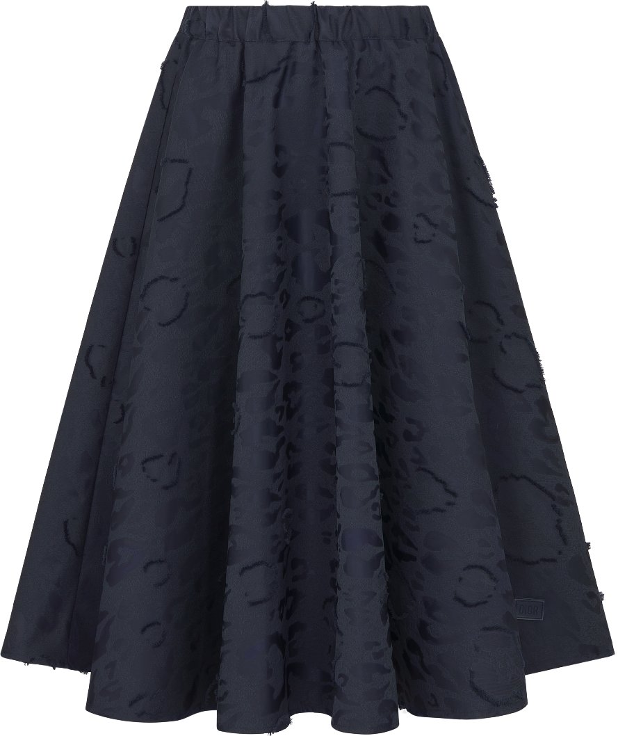G9863*Christian Dior ディオール☆スカート☆キュプラ☆紺☆M