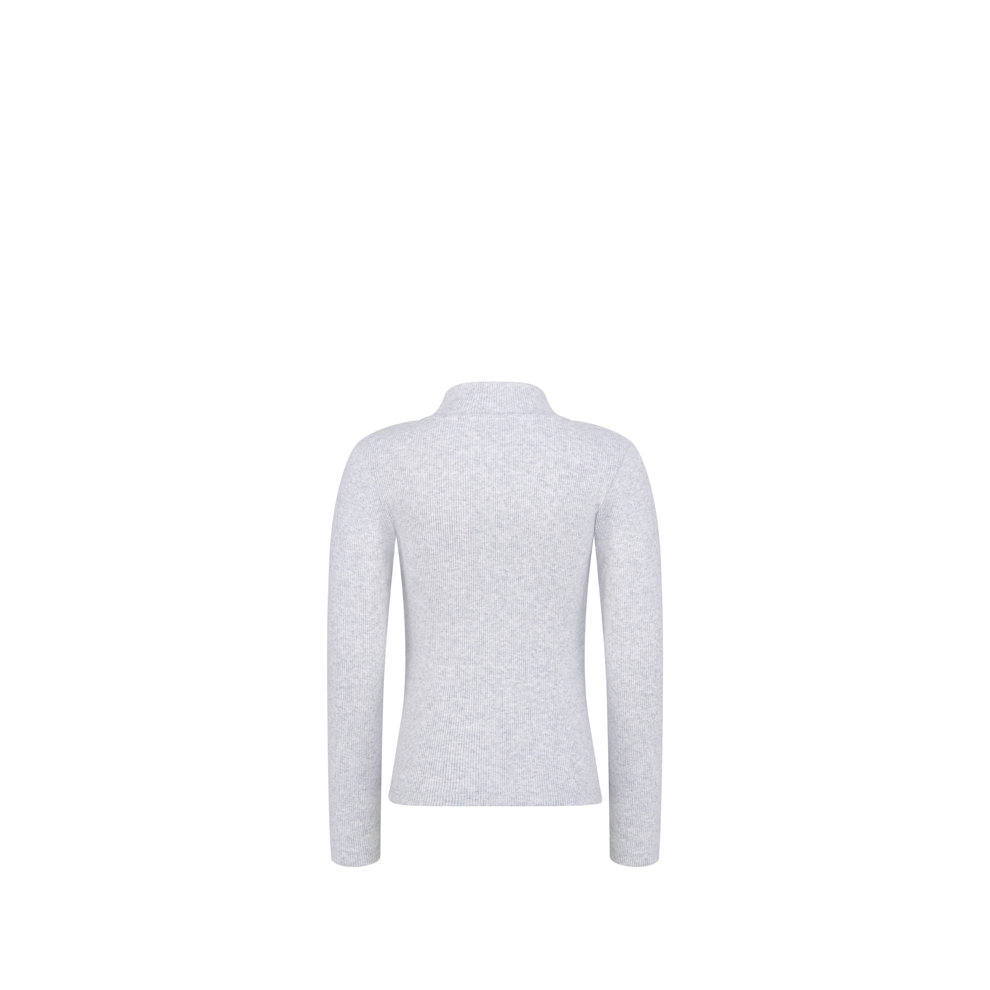 Kids' Long-Sleeved T-Shirt Heathered Gray Ribbed Cotton Jersey E08