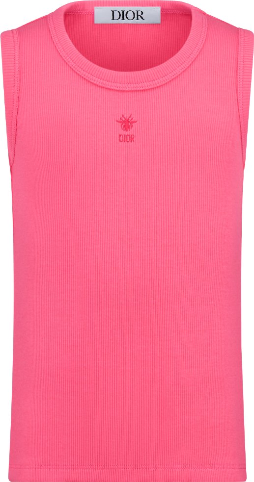 Kids Tank Top Pink Ribbed Cotton Jersey DIOR