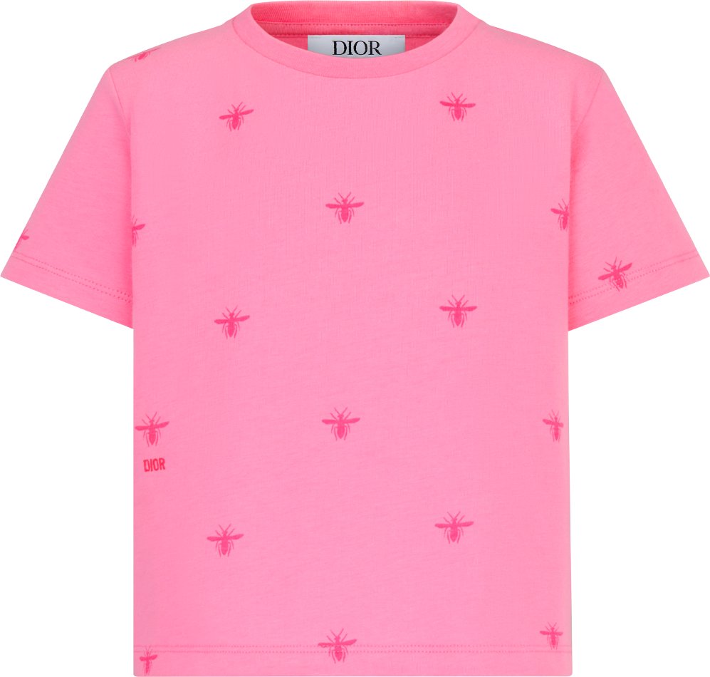 Camiseta Dior Kids Punto de algodon rosa con motivo de abeja DIOR