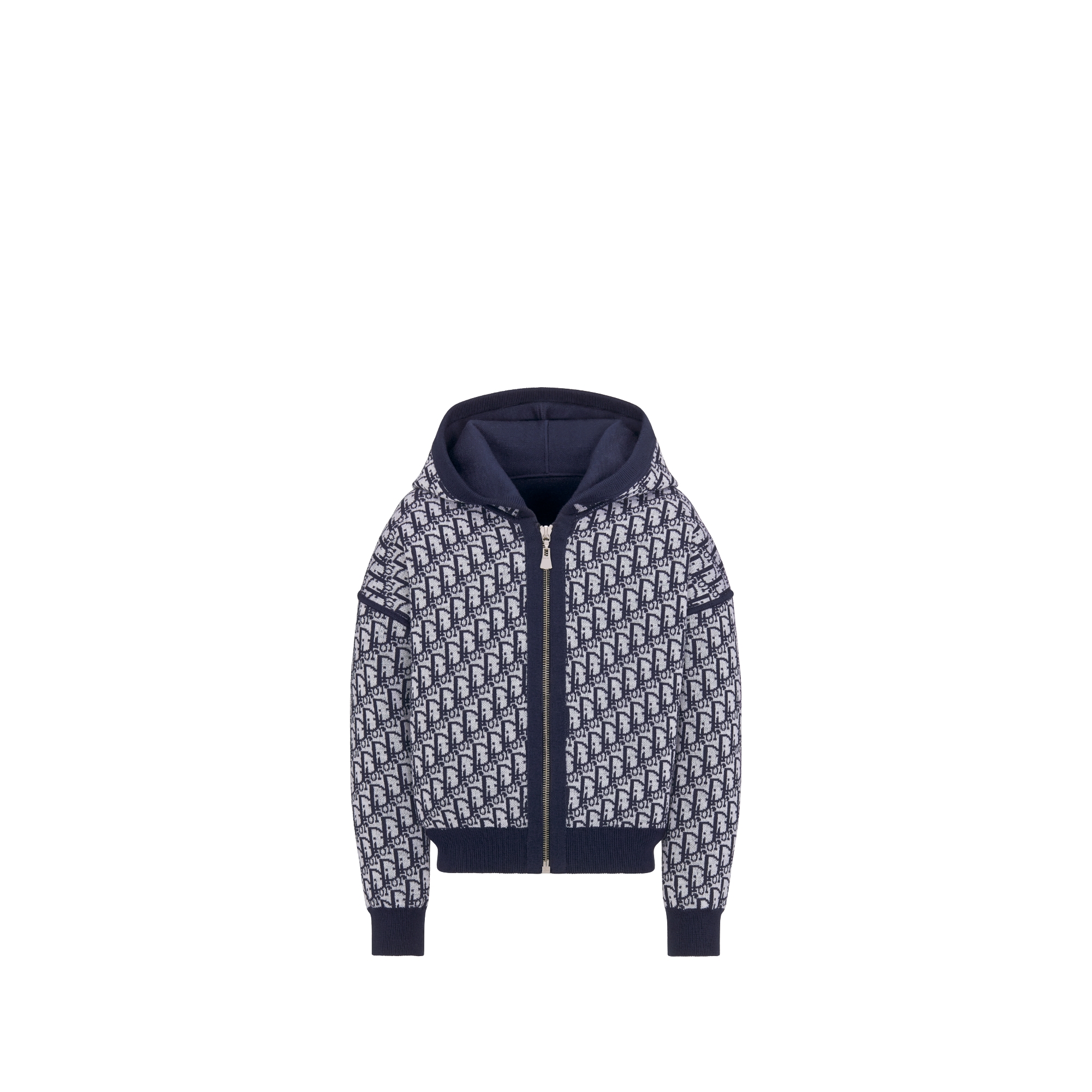 Dior Oblique Blue Reversible Zipped Cardigan with Hood
