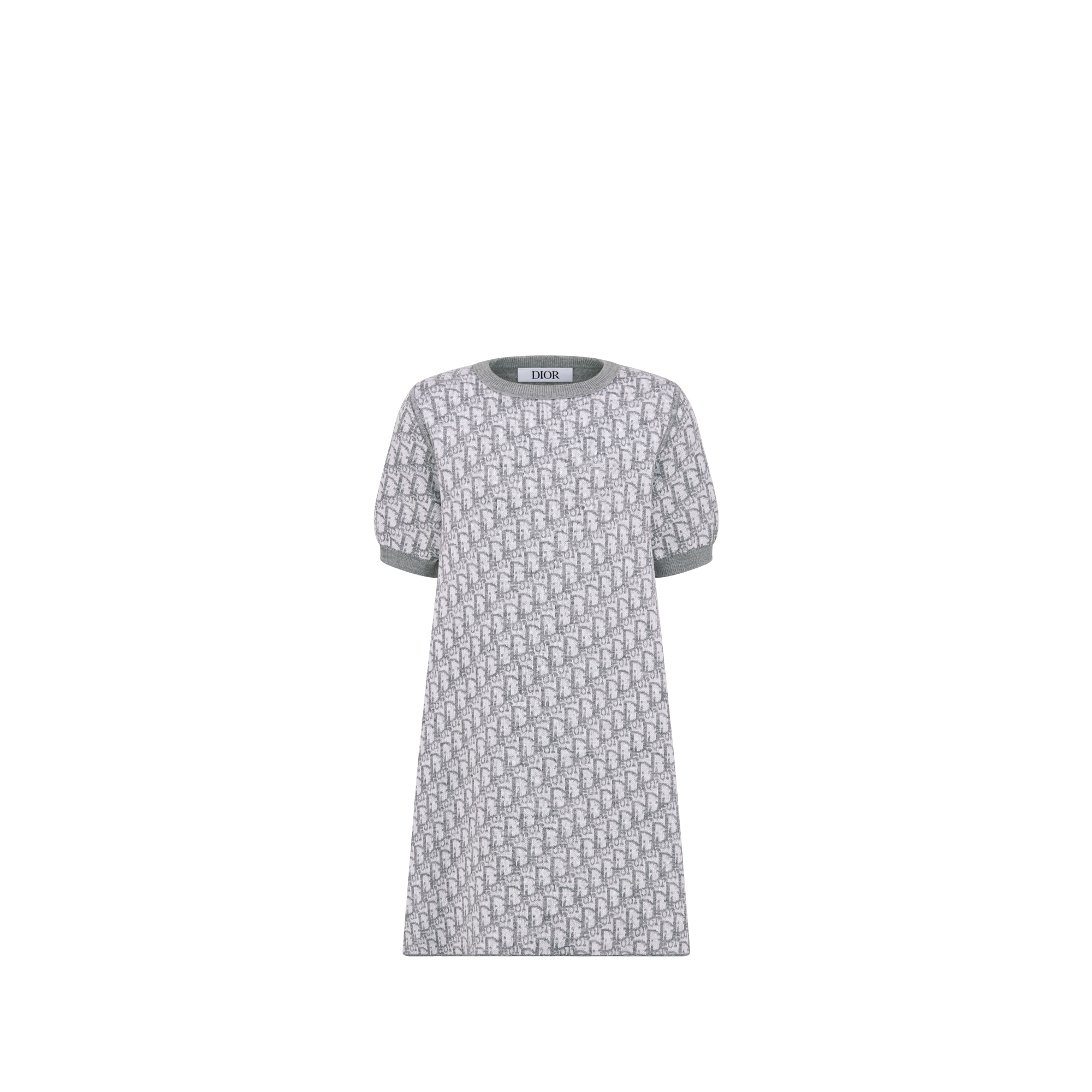 Kids' Reversible A-Line Dress Gray Wool Knit and Dior Oblique Jacquard E07