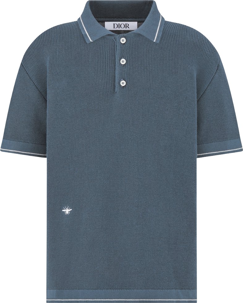 Kids Polo Shirt Blue Cotton Knit DIOR