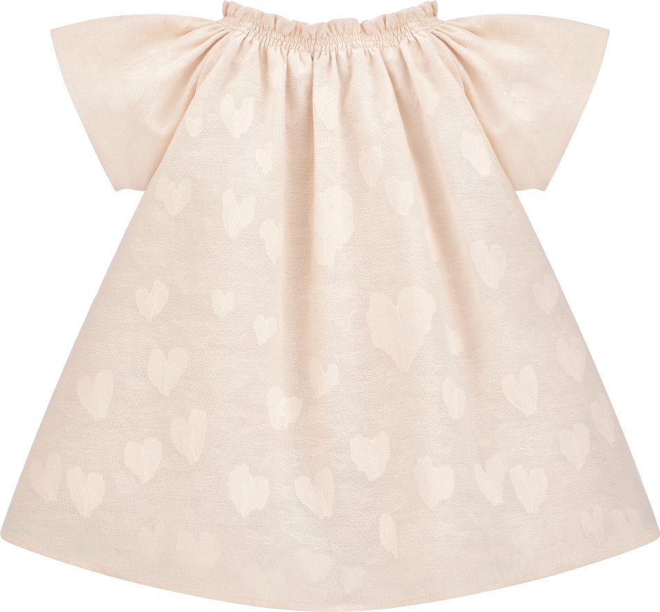Baby Flared Dress Pale Pink Cotton Voile Jacquard with Leopard CD Heart Motif DIOR