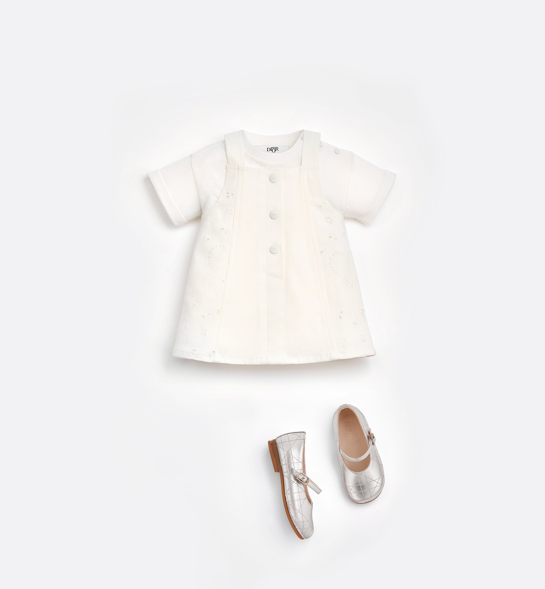 Baby Pinafore Dress Ivory Cotton Gabardine DIOR