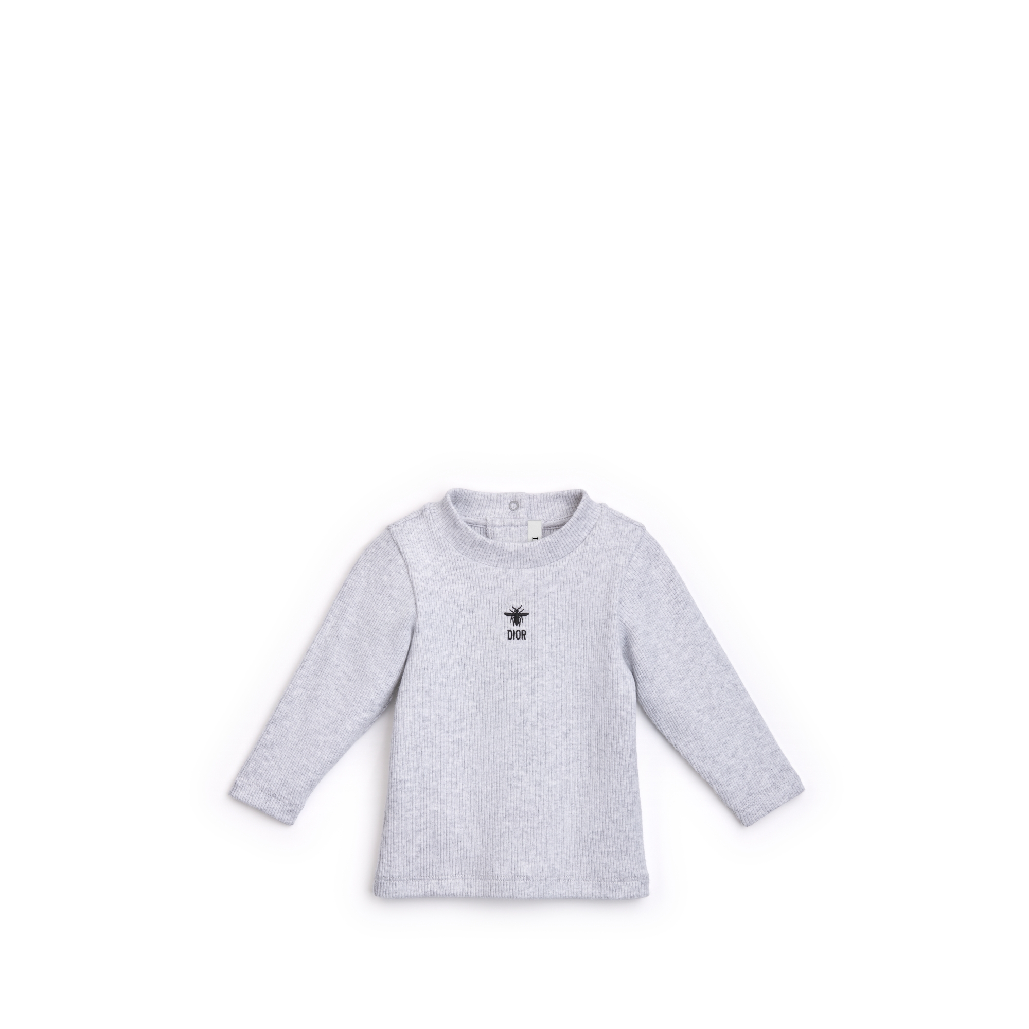 Baby Long-Sleeved T-Shirt Heathered Gray Ribbed Cotton Jersey E01