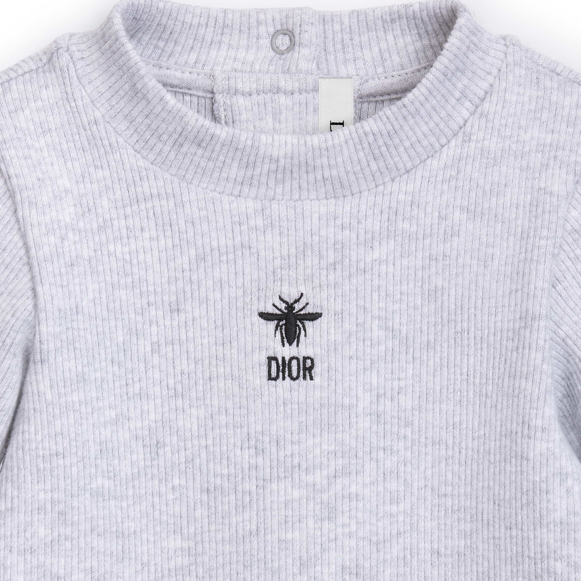 Dior Baby シャツ　6A Baby Long-Sleeved T-Shirt Heathered Gray Ribbed Cotton