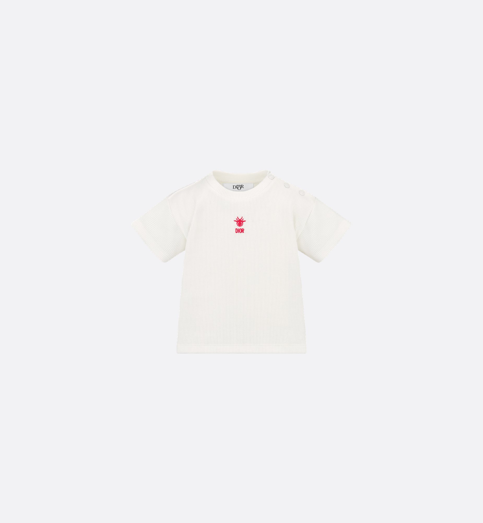 Baby T-Shirt Ivory Ribbed Cotton Jersey | DIOR Baby T-Shirt Ivory Ribbed Cotton Jersey | DIOR