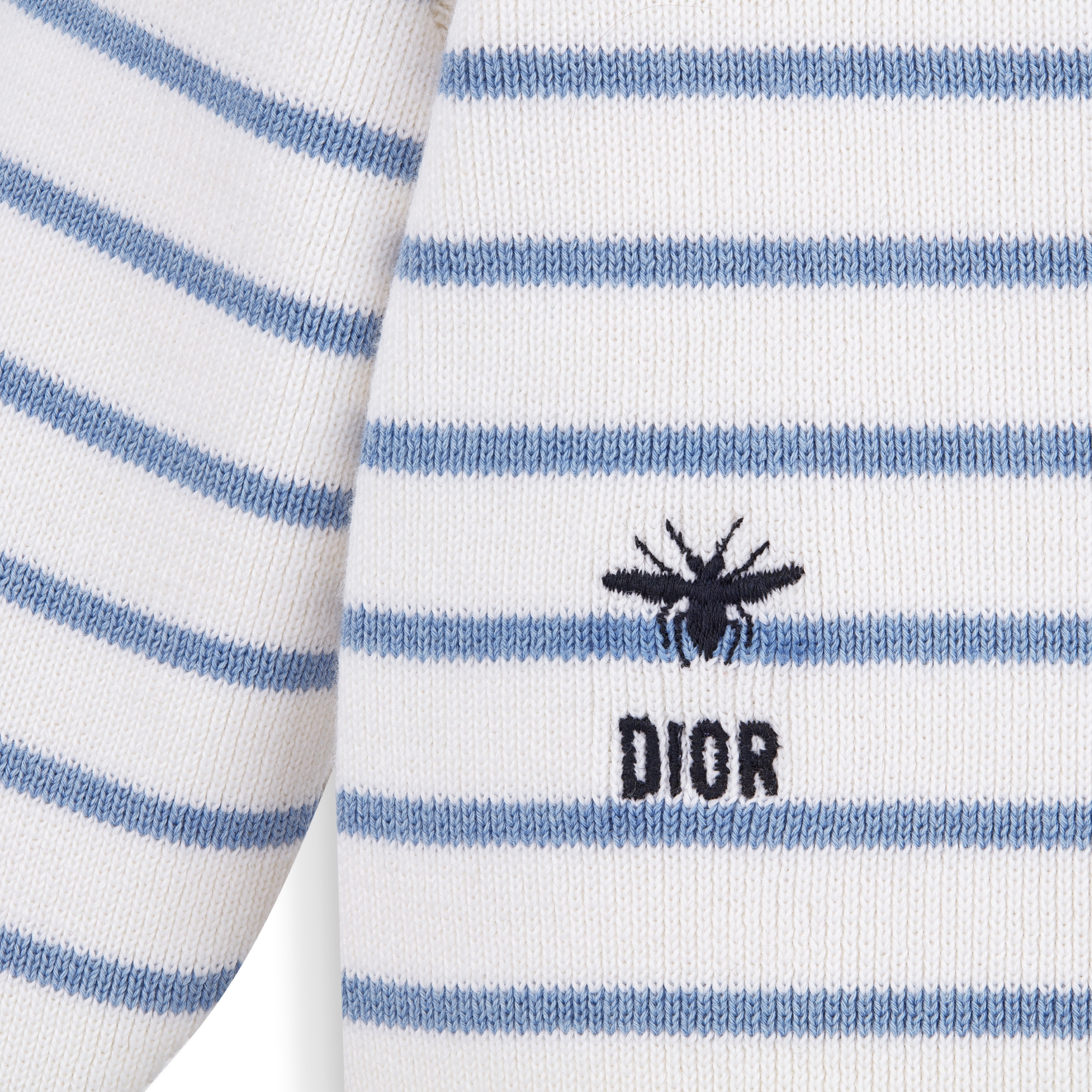 Baby Cardigan Ivory Cotton and Cashmere Knit with Blue Stripes E09