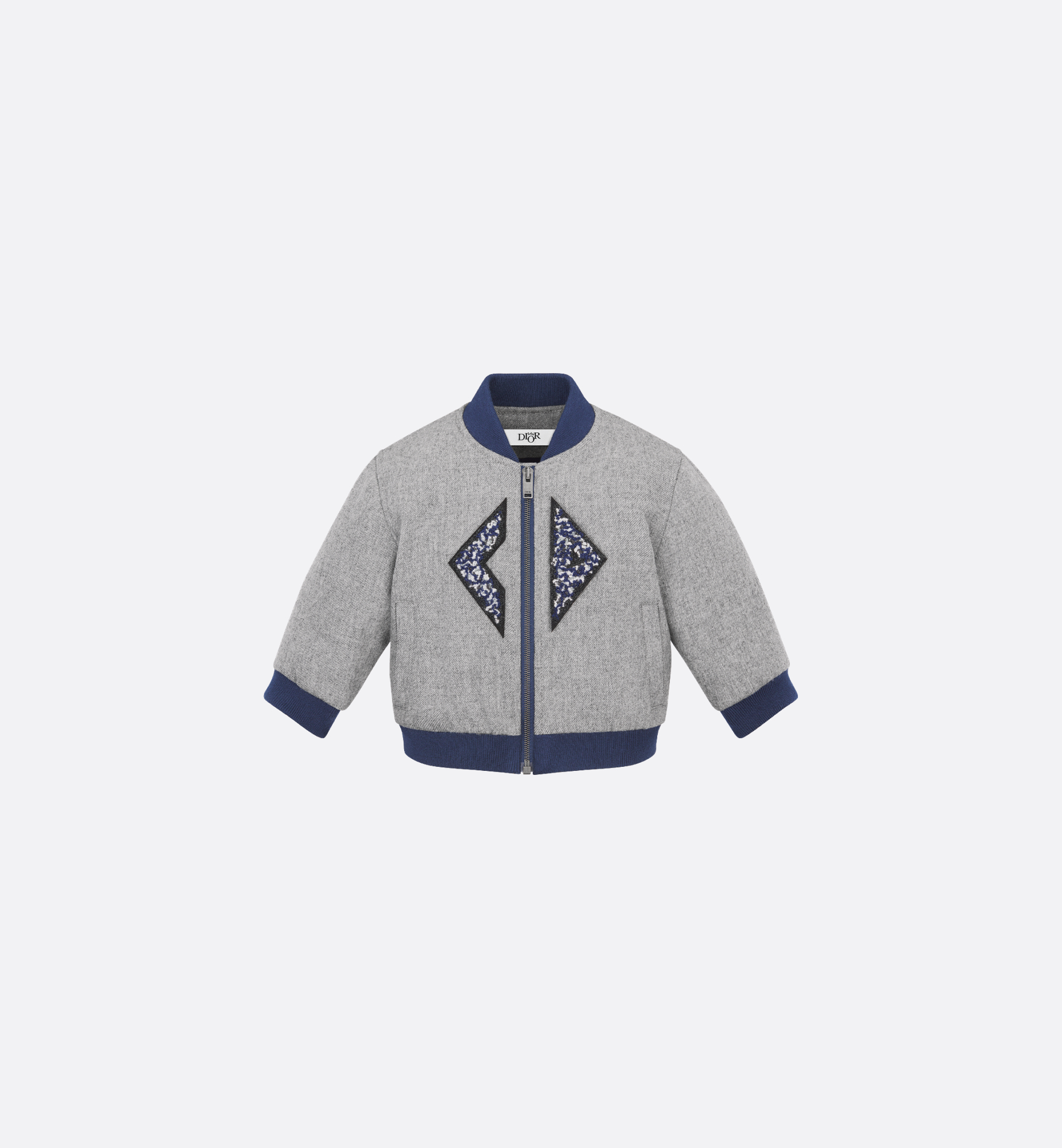 Baby Bomber Jacket Heathered Gray Wool Flannel | DIOR Baby Bomber Jacket Heathered Gray Wool Flannel | DIOR